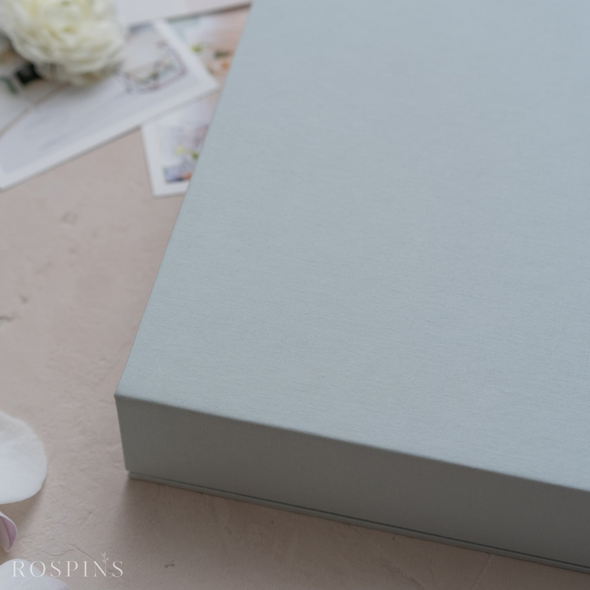 Linen Double Photo & USB Box - Beau Blue