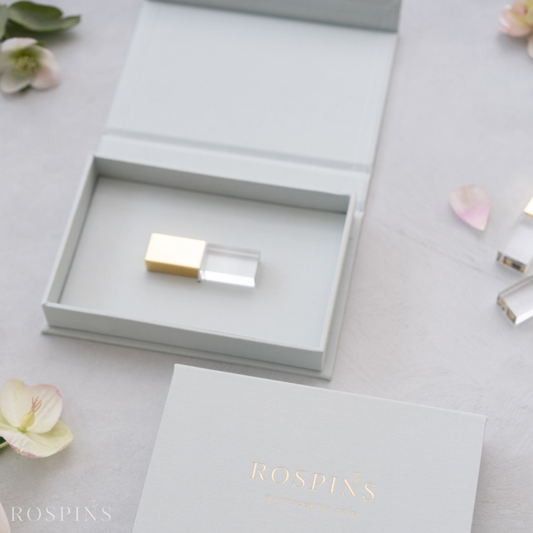 Linen USB Box -Beau Blue