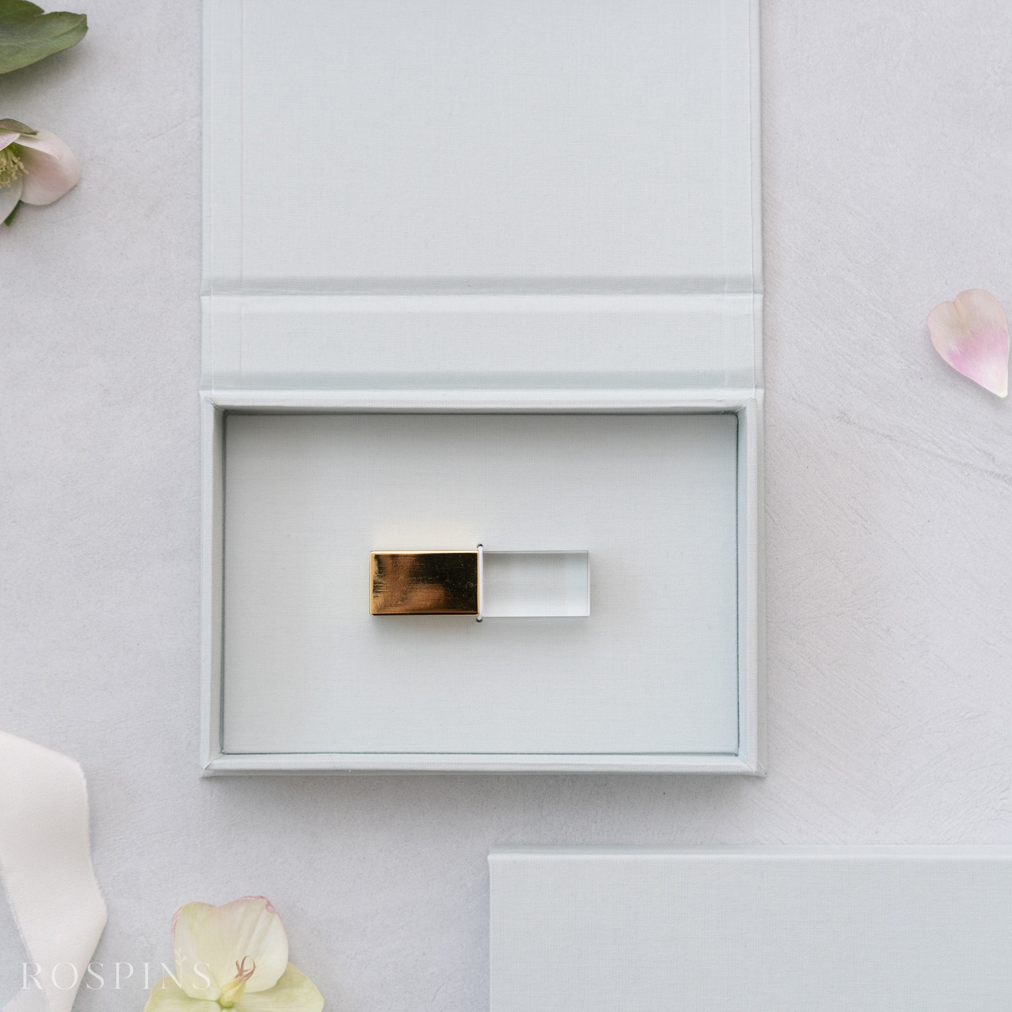 Linen USB Box -Beau Blue