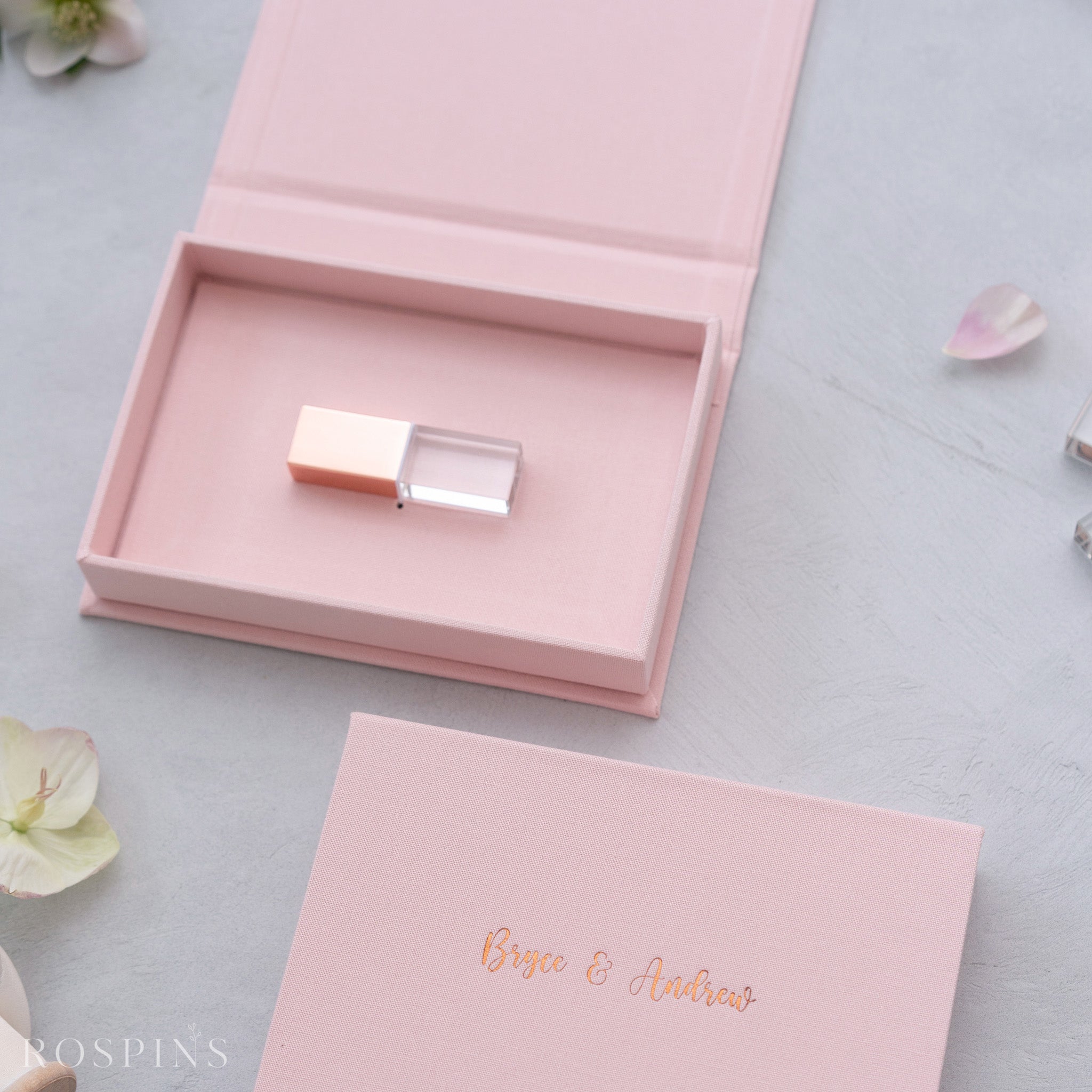 Linen USB Box -Blush
