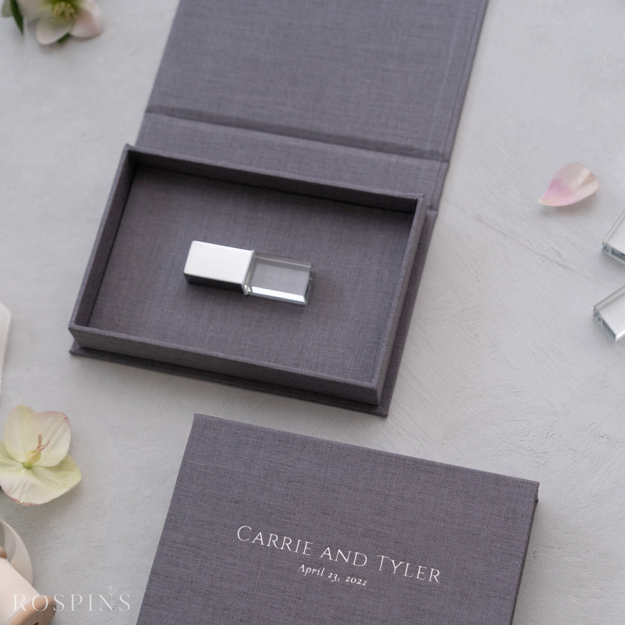 Linen USB Box -Dark Grey