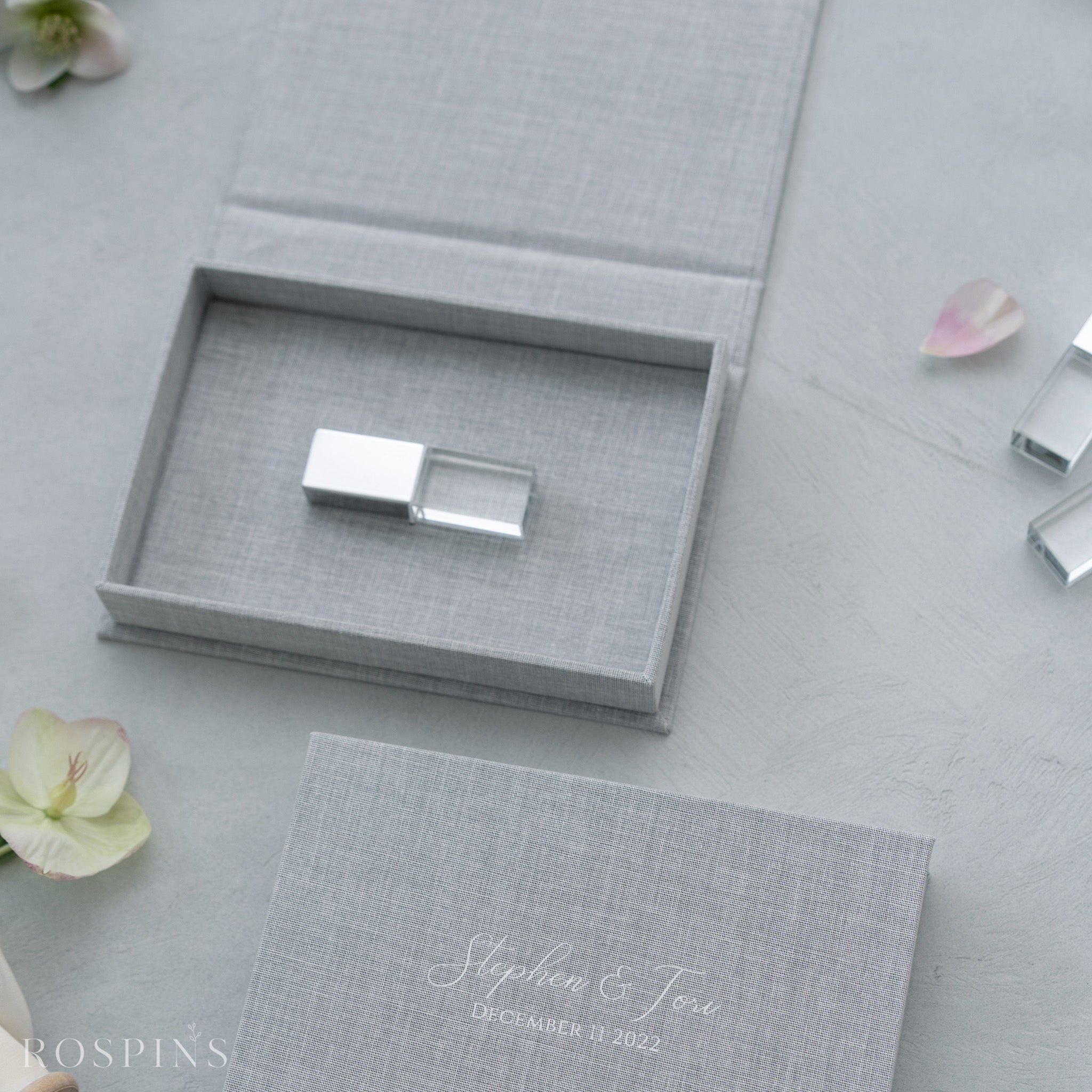 Linen USB Box -Heather Grey