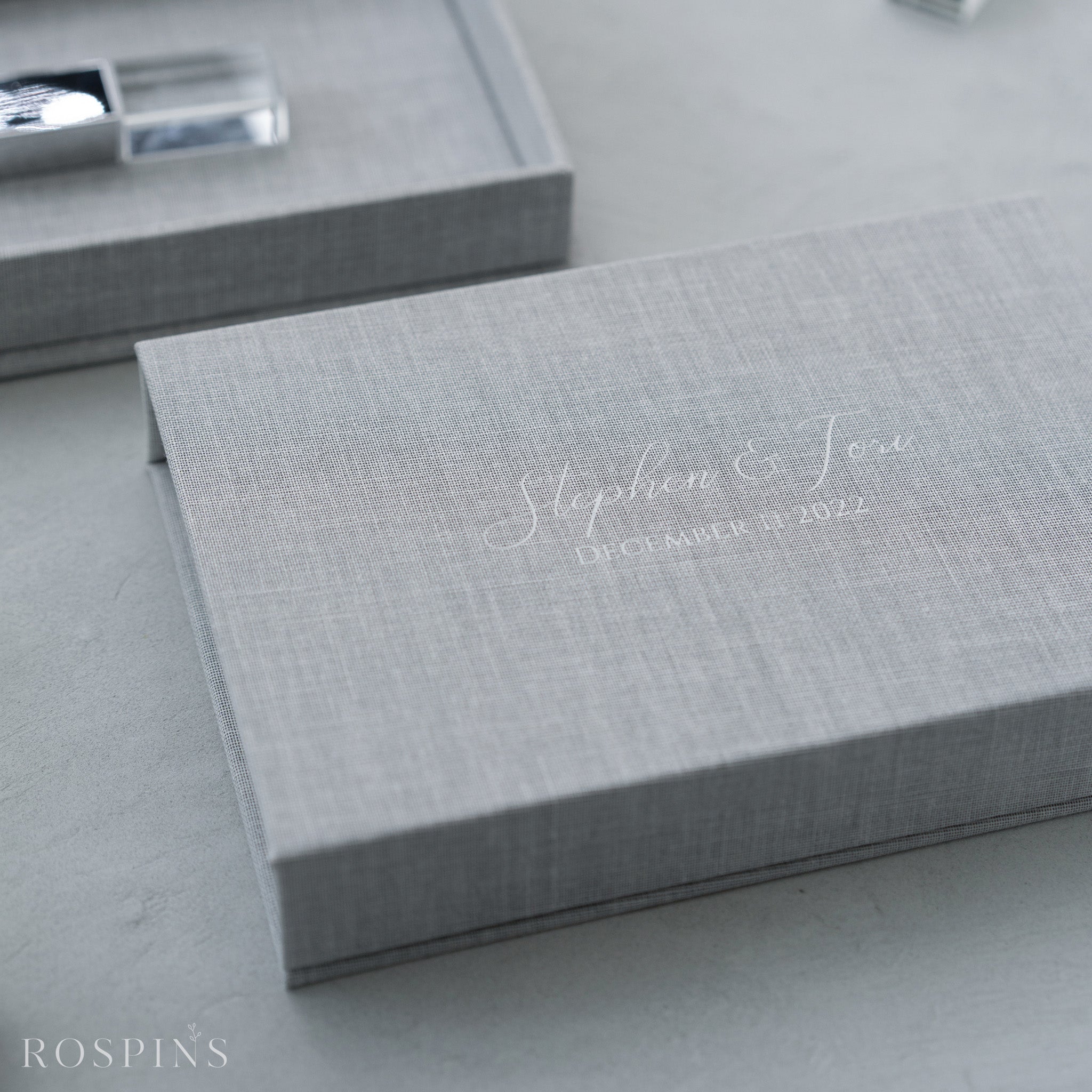 Linen USB Box -Heather Grey