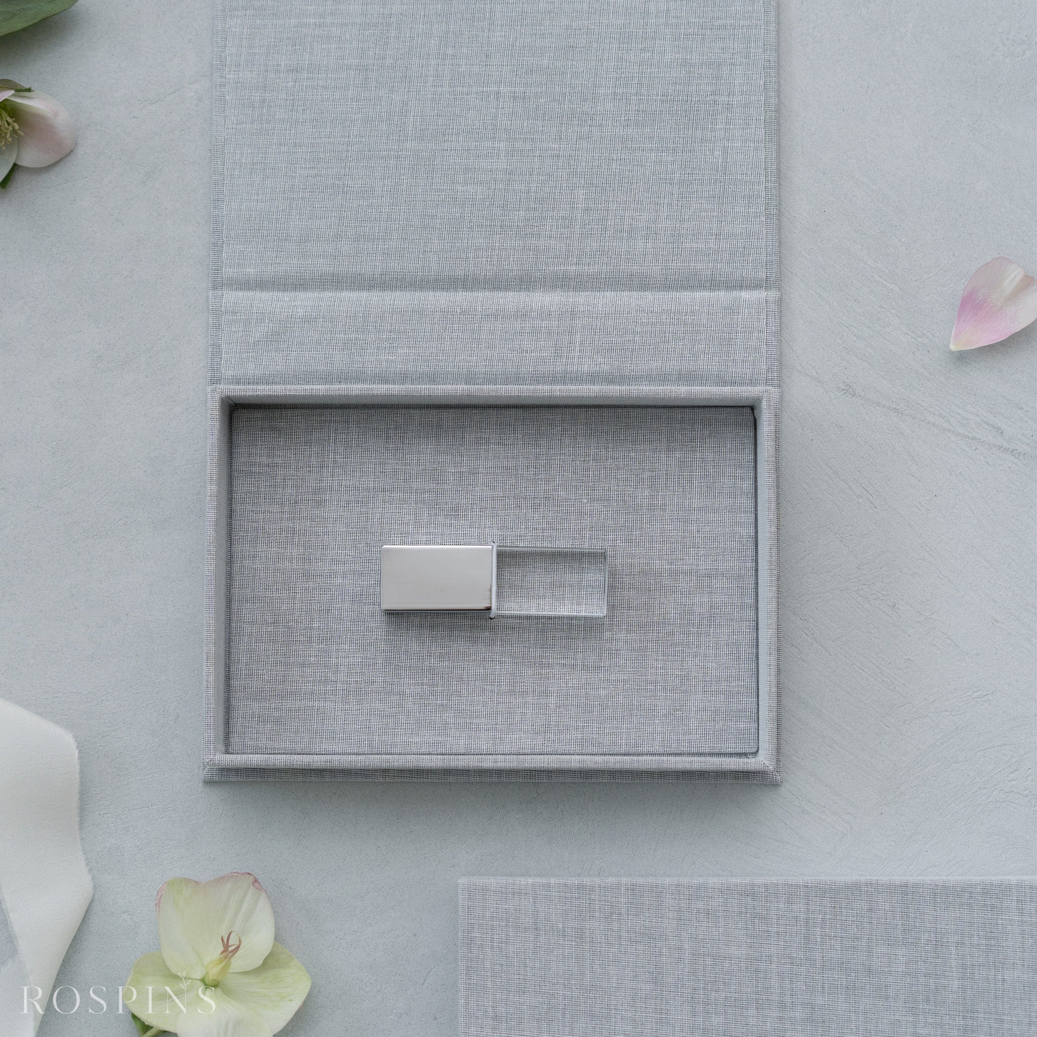 Linen USB Box -Heather Grey