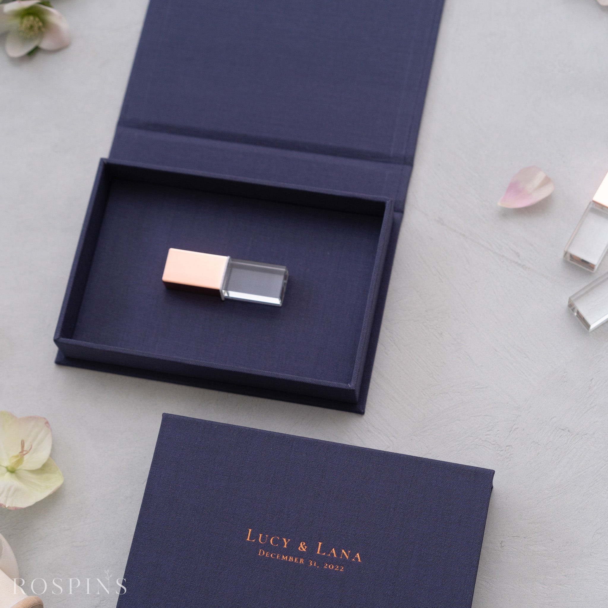 Linen USB Box - Navy