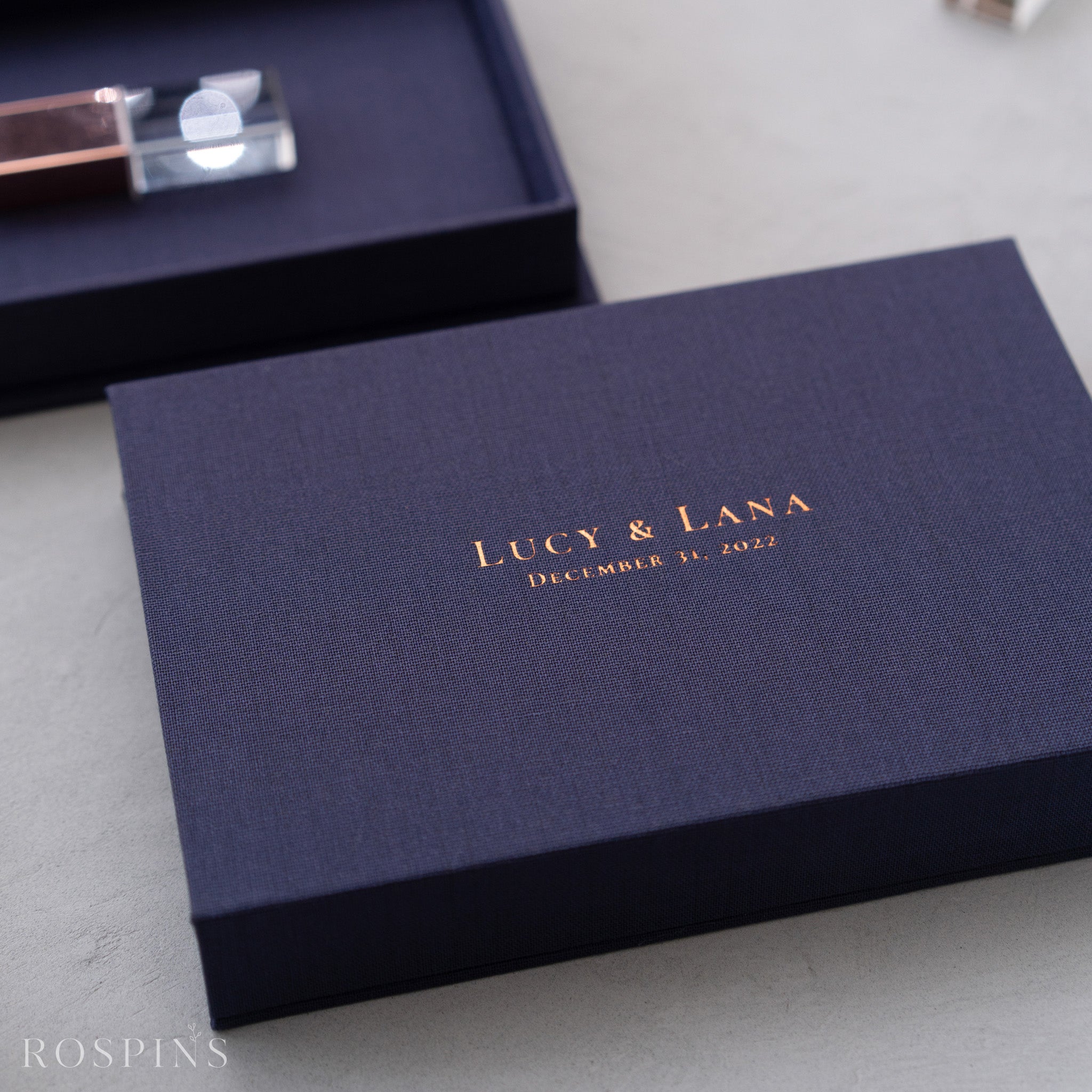 Linen USB Box - Navy