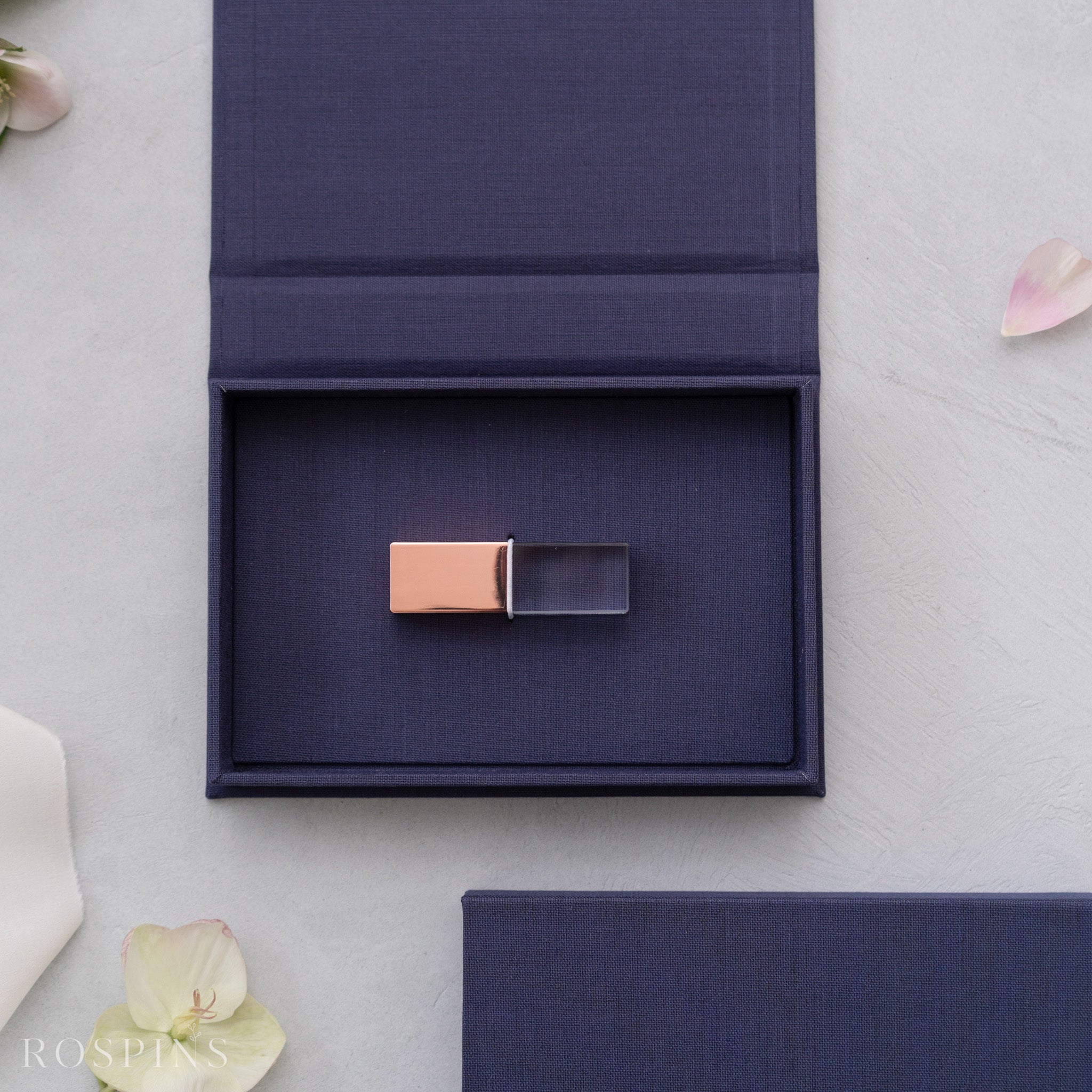 Linen USB Box - Navy