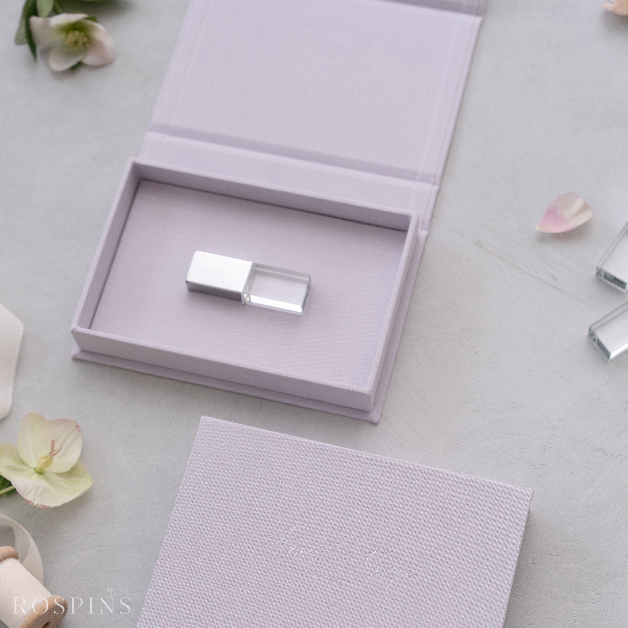 Linen USB Box -Pale Violet