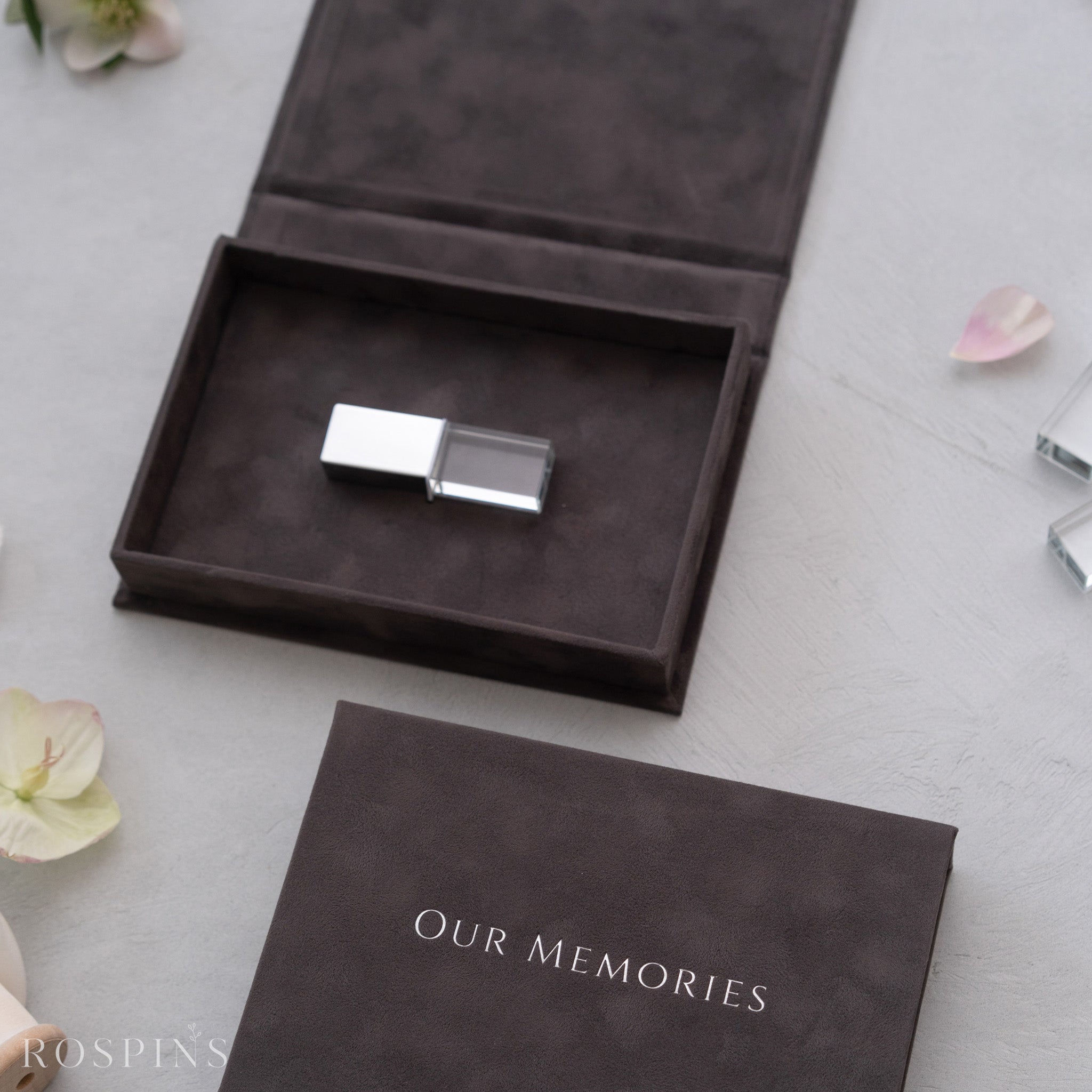 Velvet USB Box -Charcoal Grey