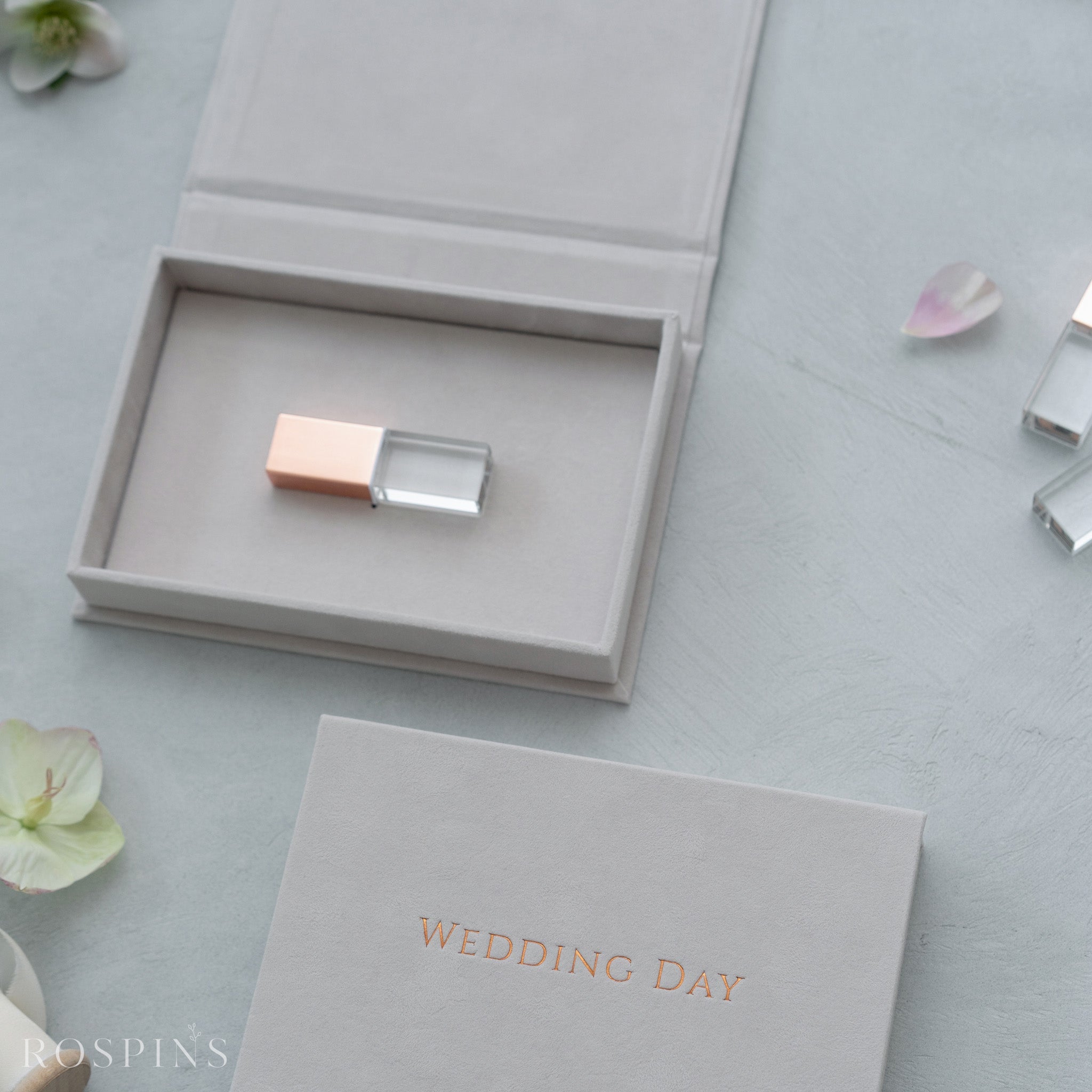 Velvet USB Box - Pale Grey