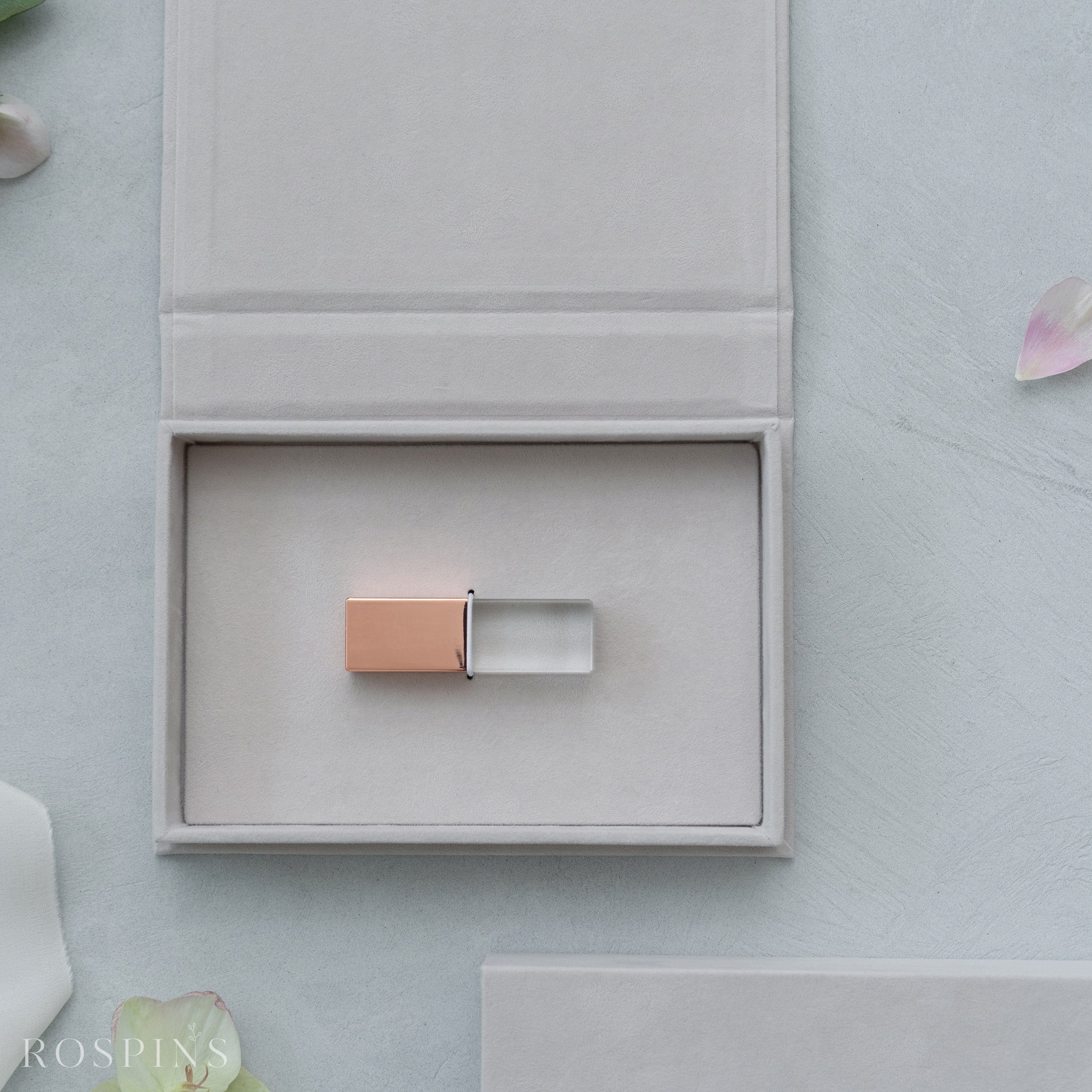 Velvet USB Box - Pale Grey