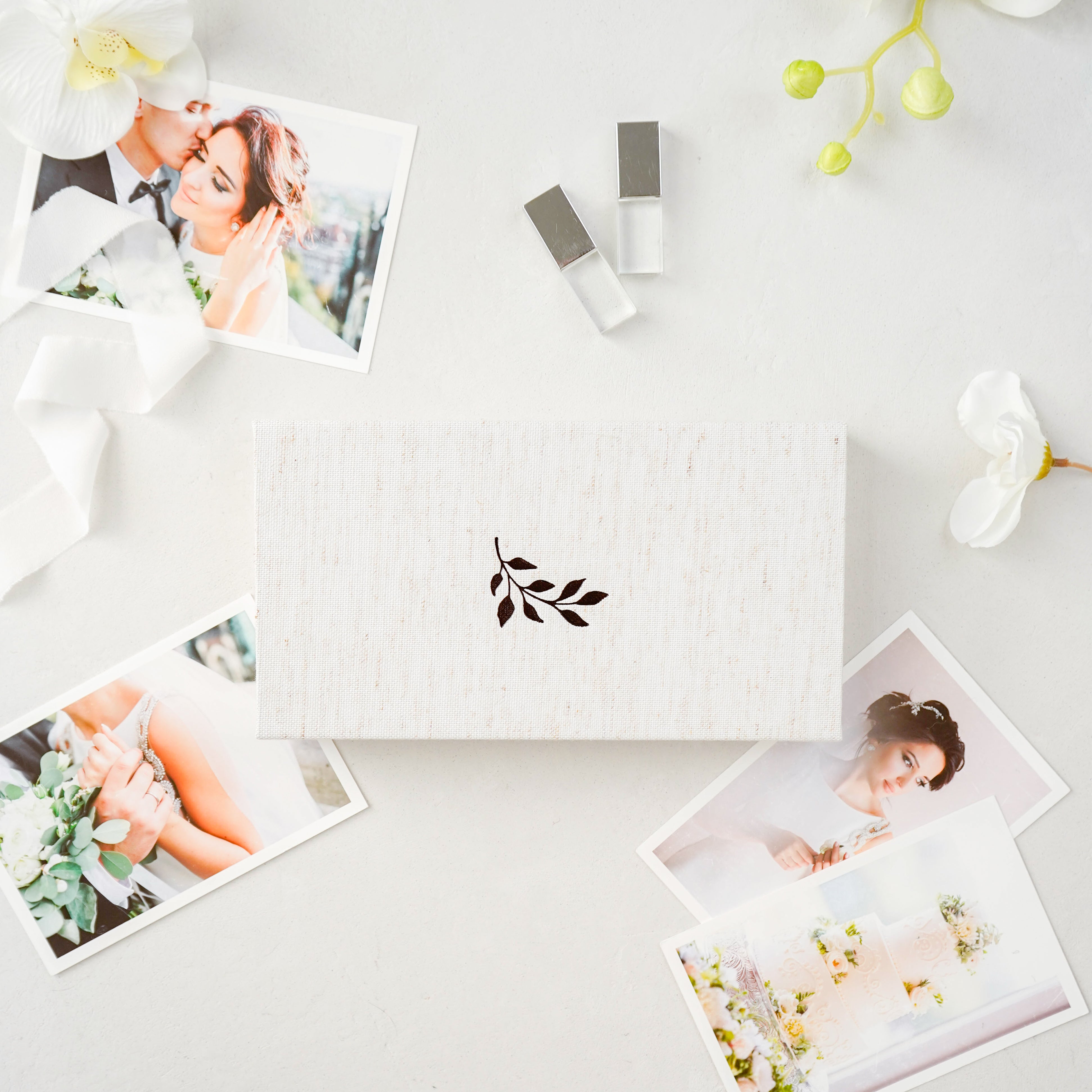 Linen Photo & USB Box -  Natural Linen #088