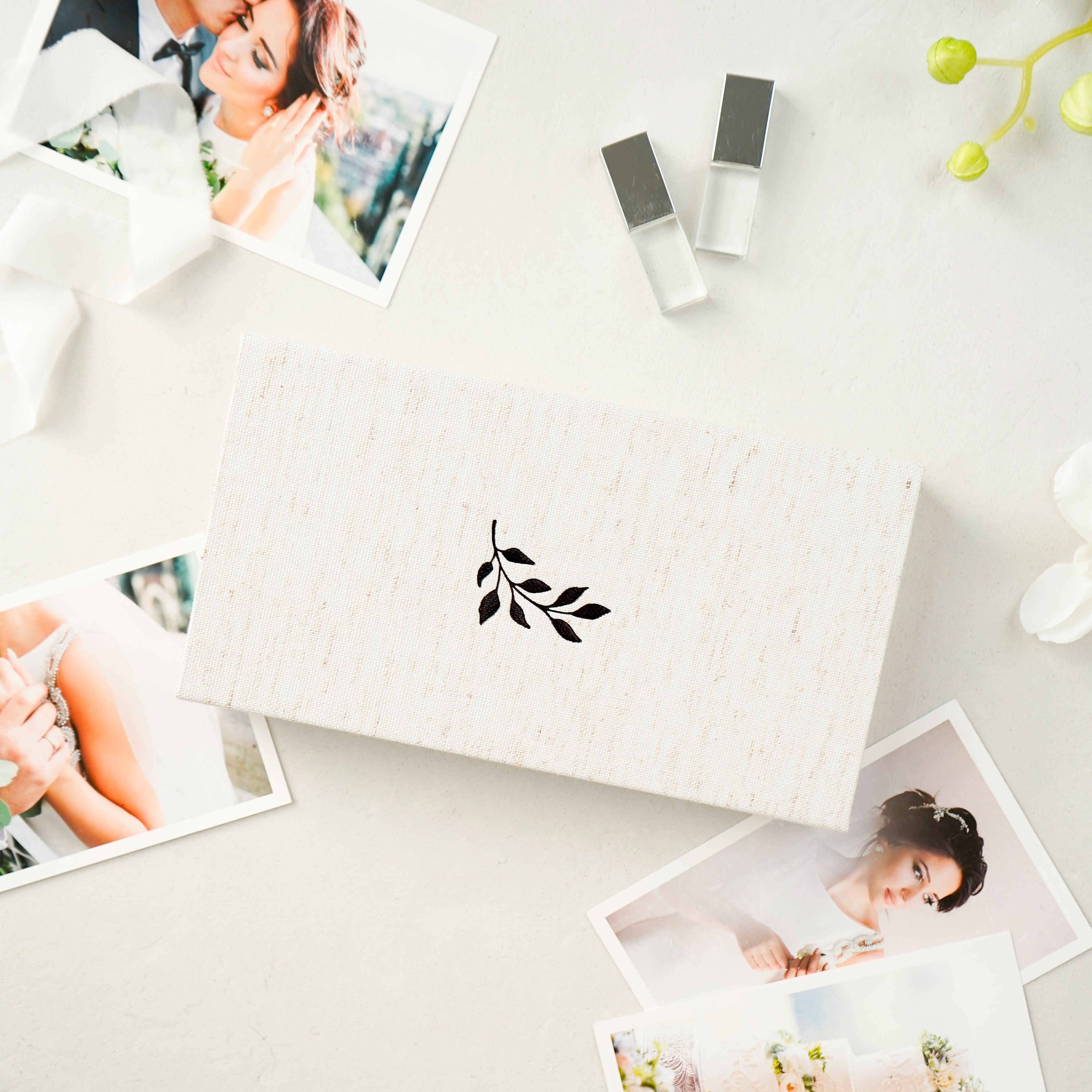 Linen Photo & USB Box - Natural Linen #088