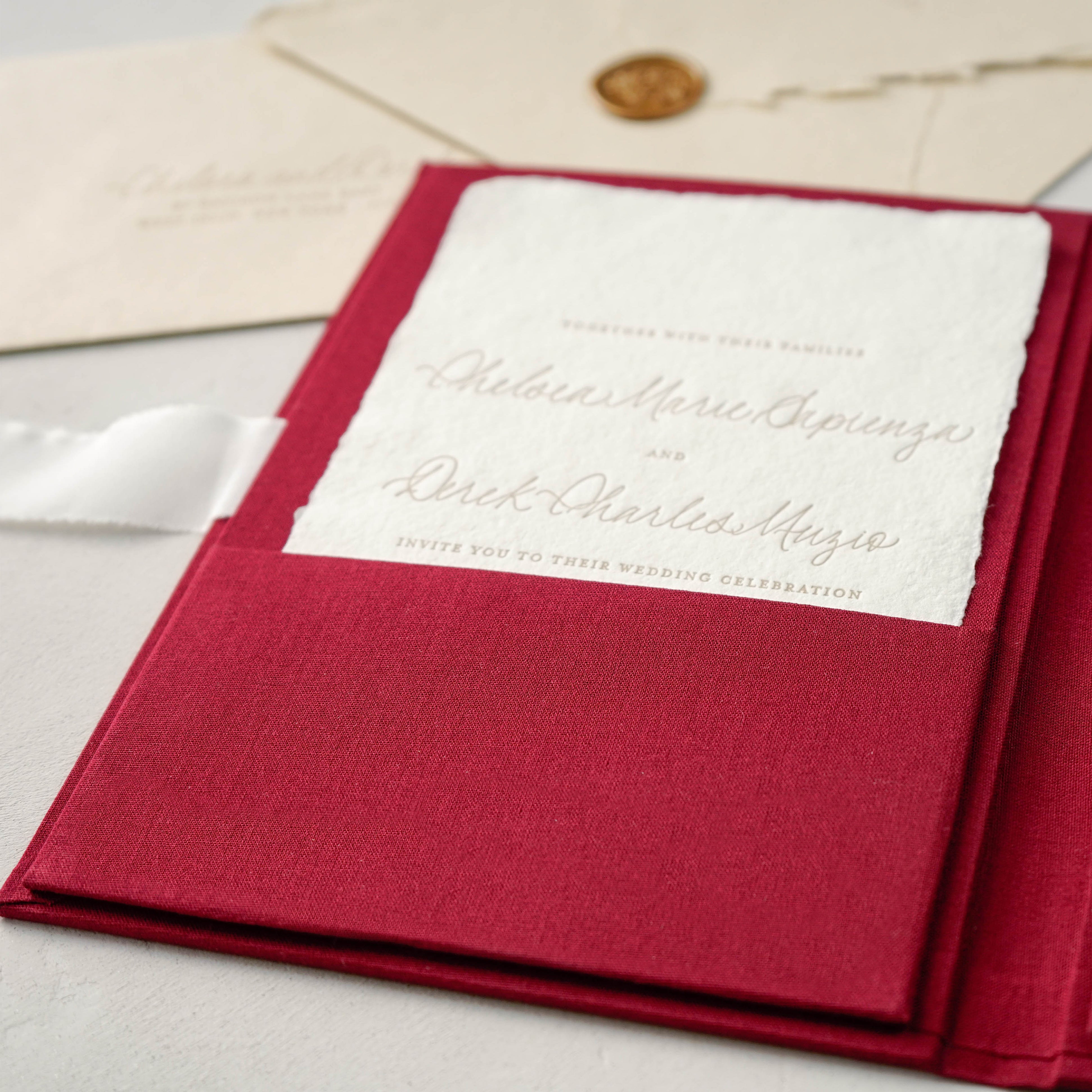 Linen Invitation Folio - Red
