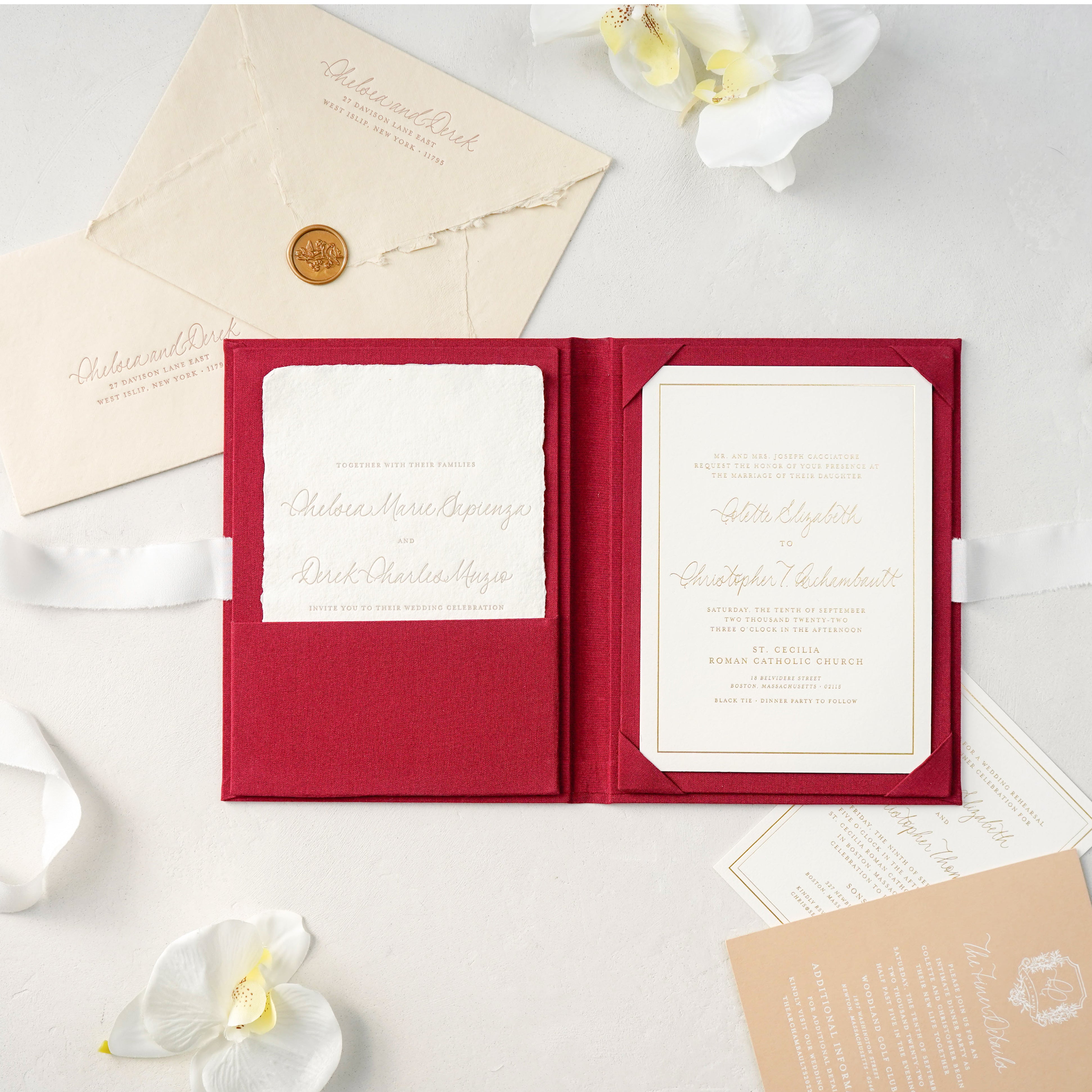 Linen Invitation Folio - Red