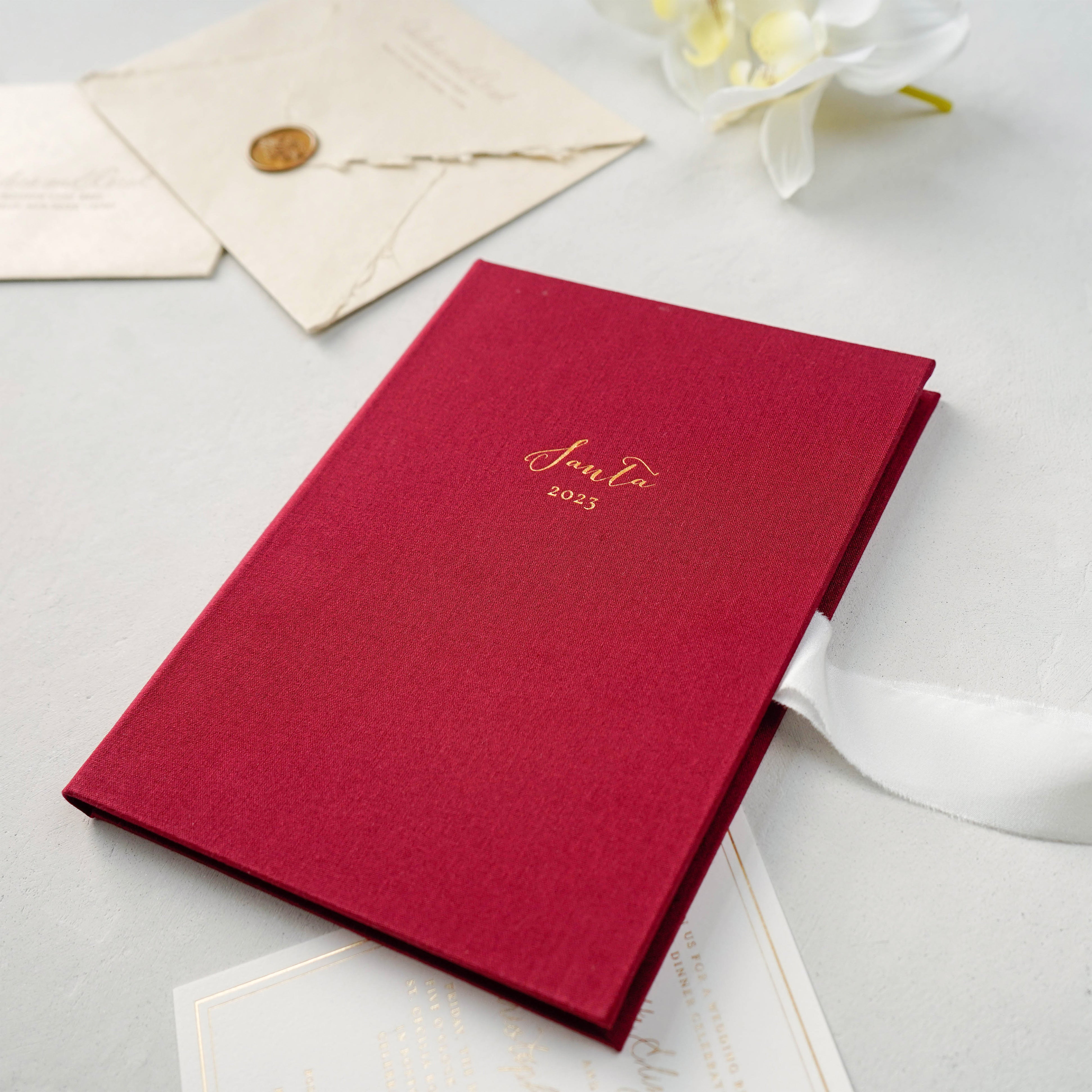 Linen Invitation Folio - Red