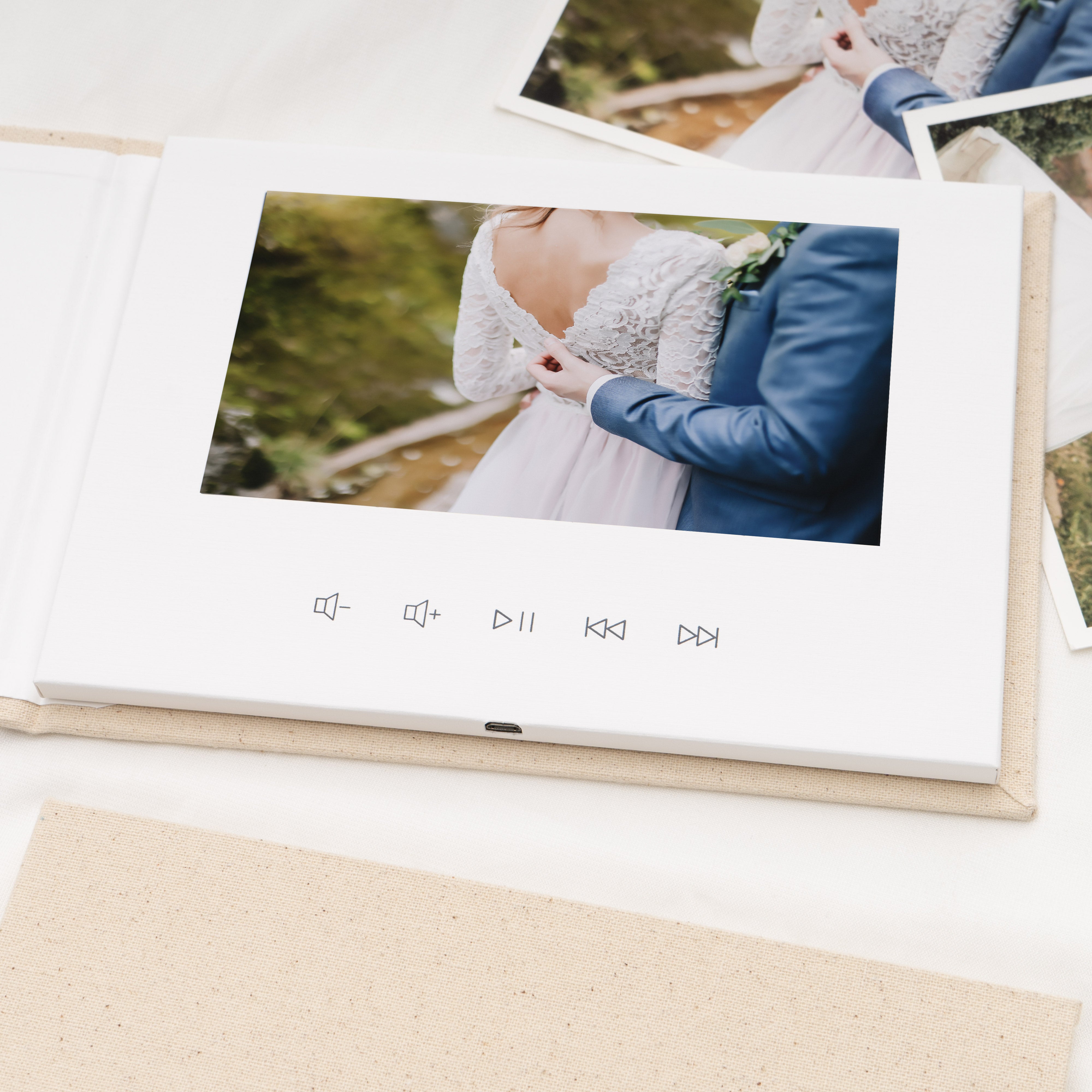 Personalized Foil Linen Video Book - 7" HD Display - Customizable Video Album