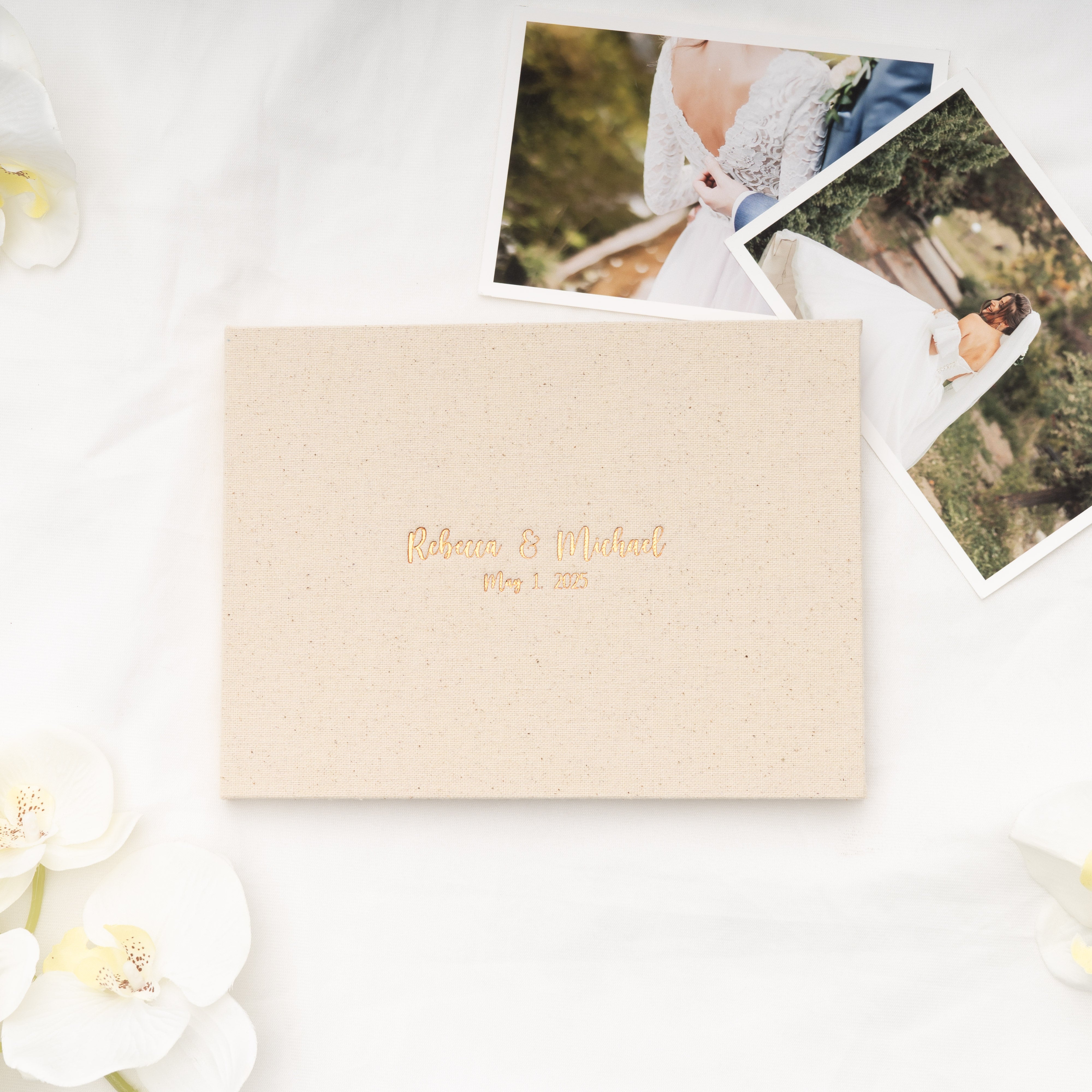 Personalized Foil Linen Video Book - 7" HD Display - Customizable Video Album