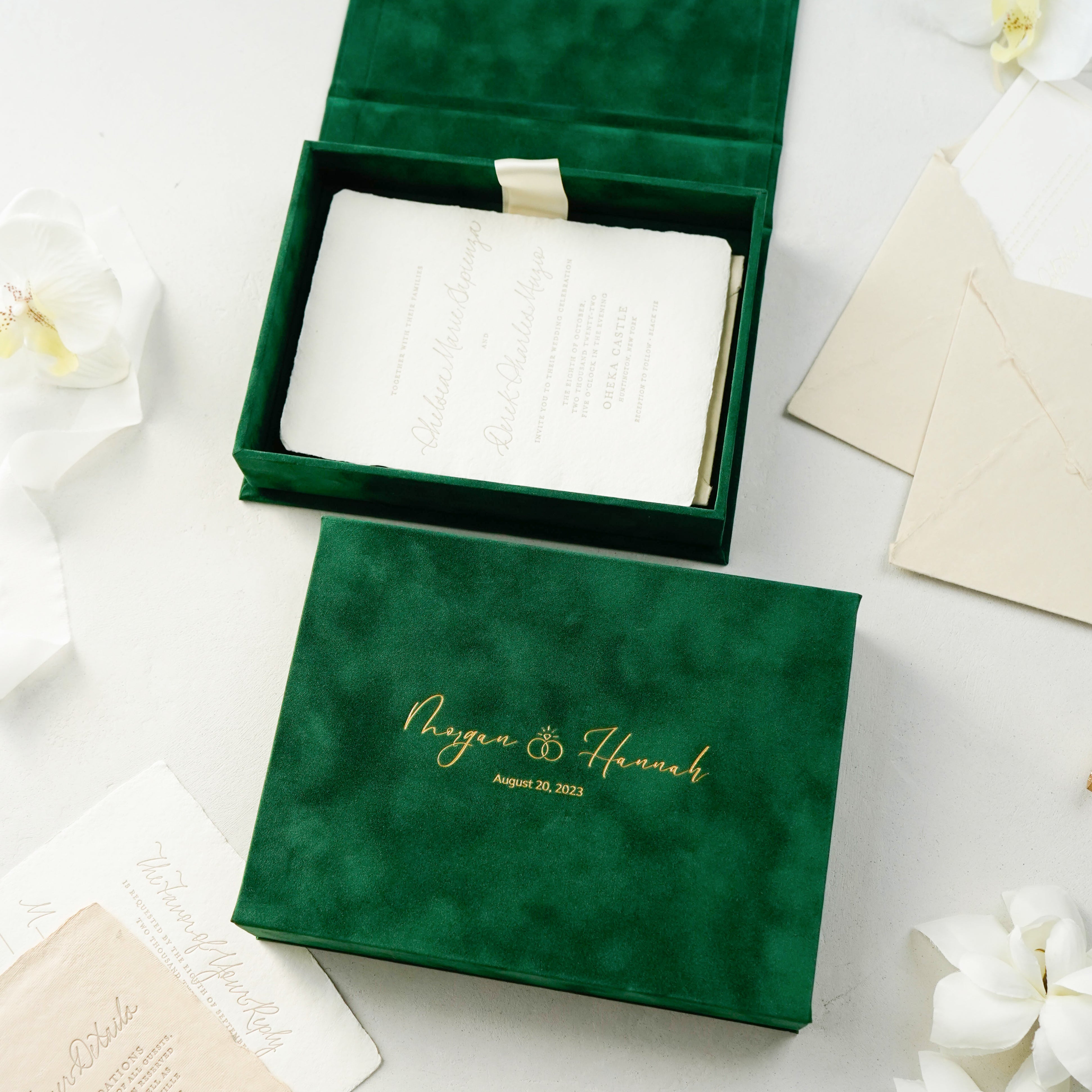 Velvet Invitation Box - Forest