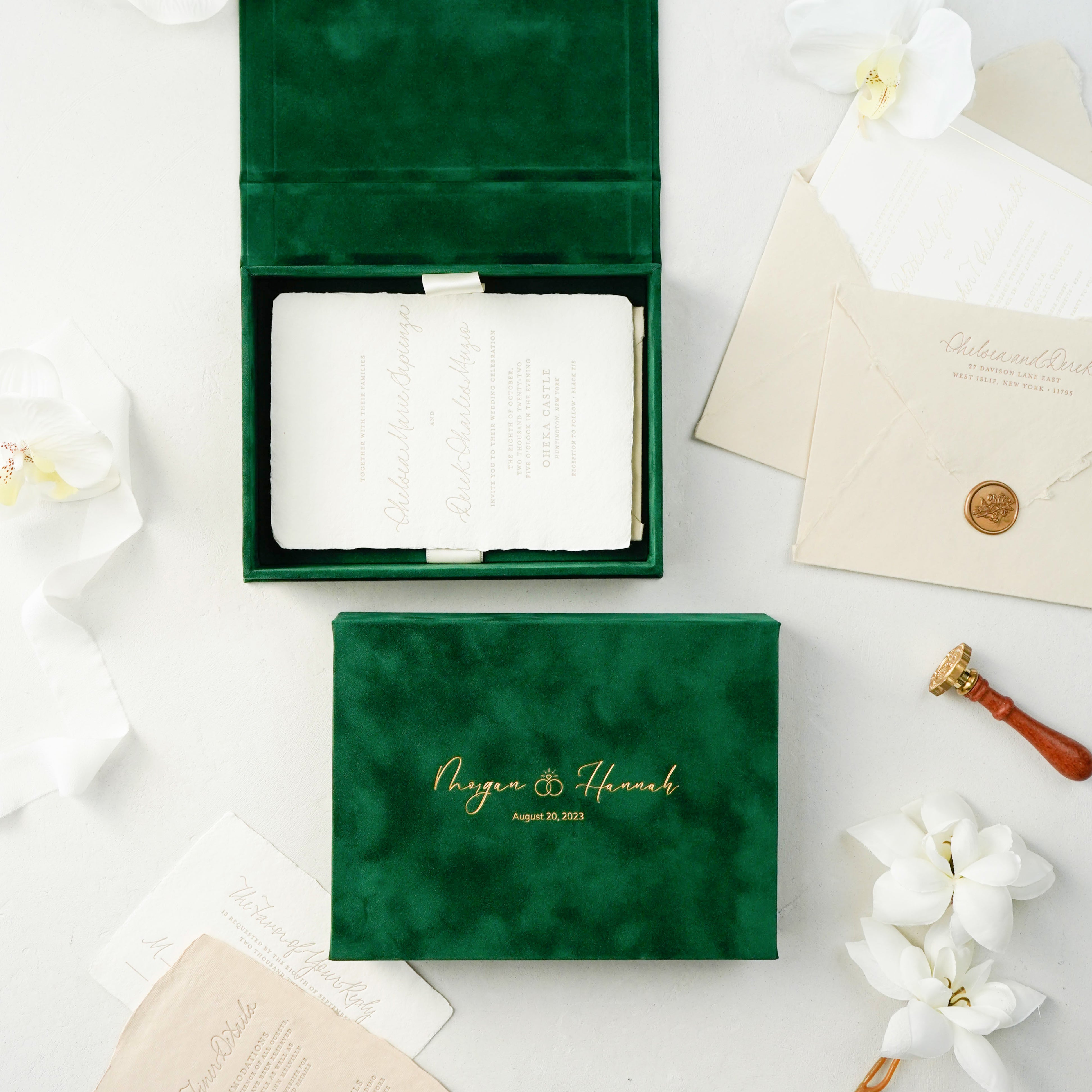 Velvet Invitation Box - Forest