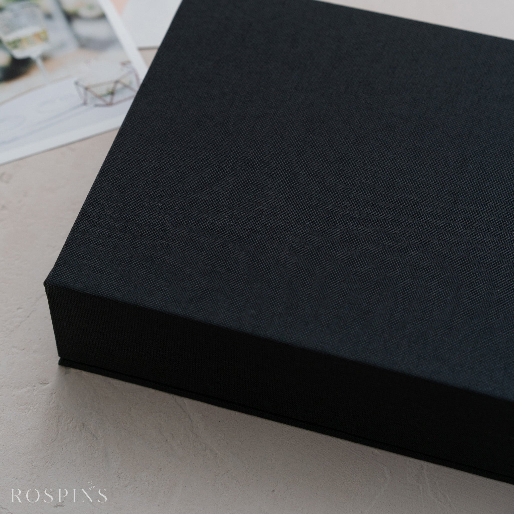 Linen Double Photo & USB Box - Black