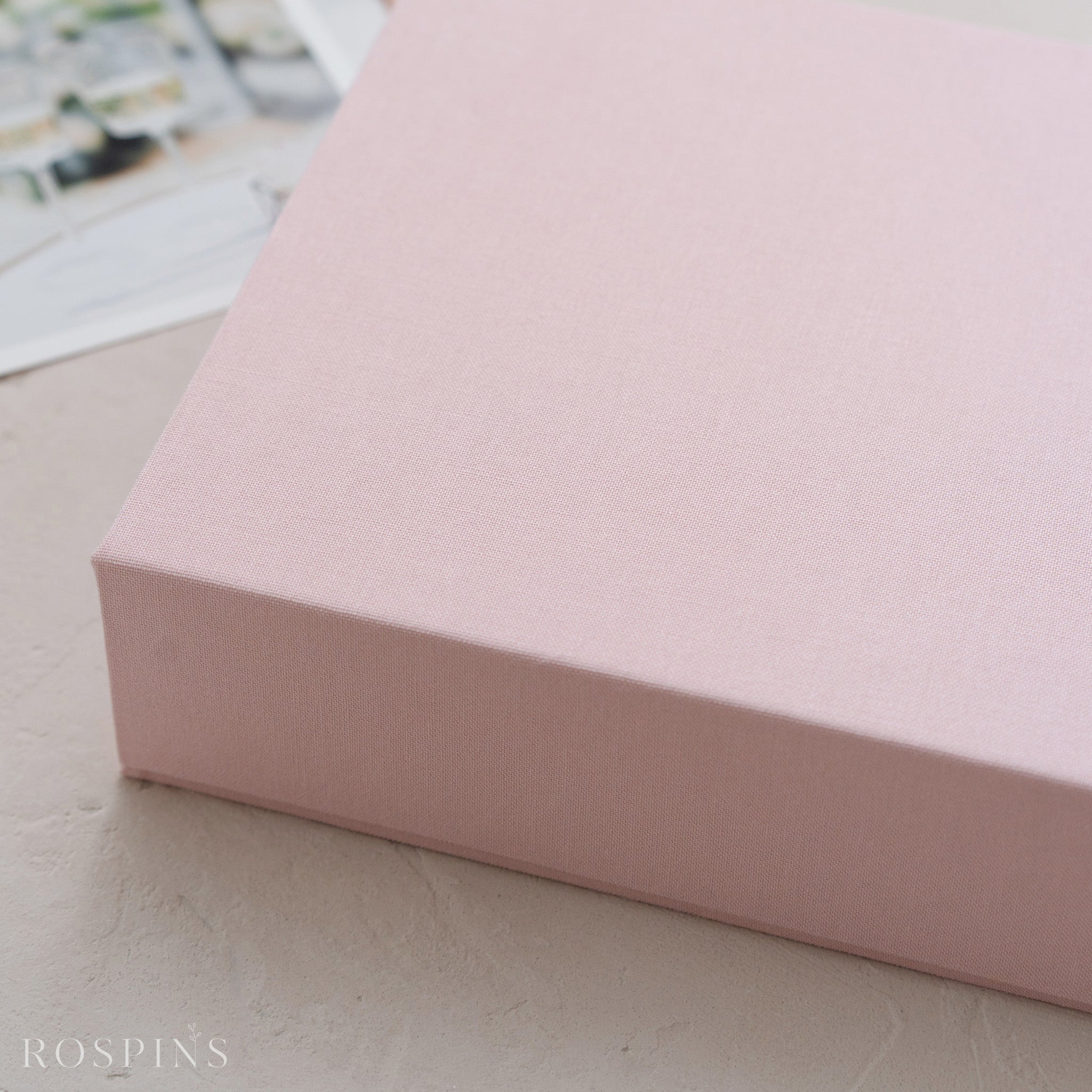 Linen Double Photo & USB Box - Blush