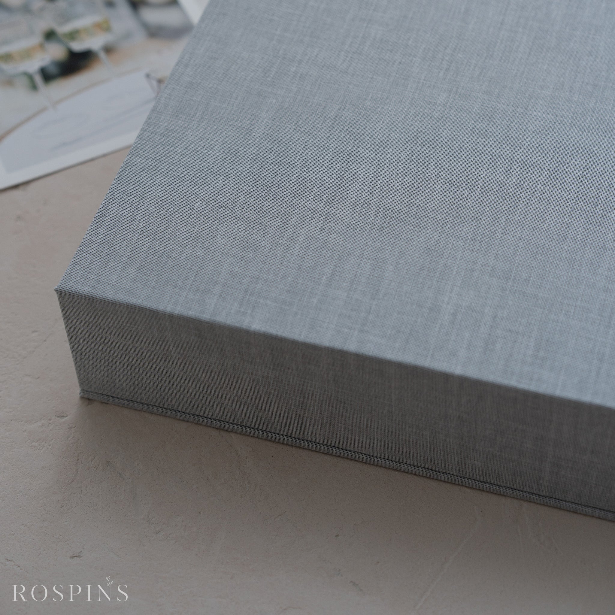 Linen Double Photo & USB Box - Heather Grey