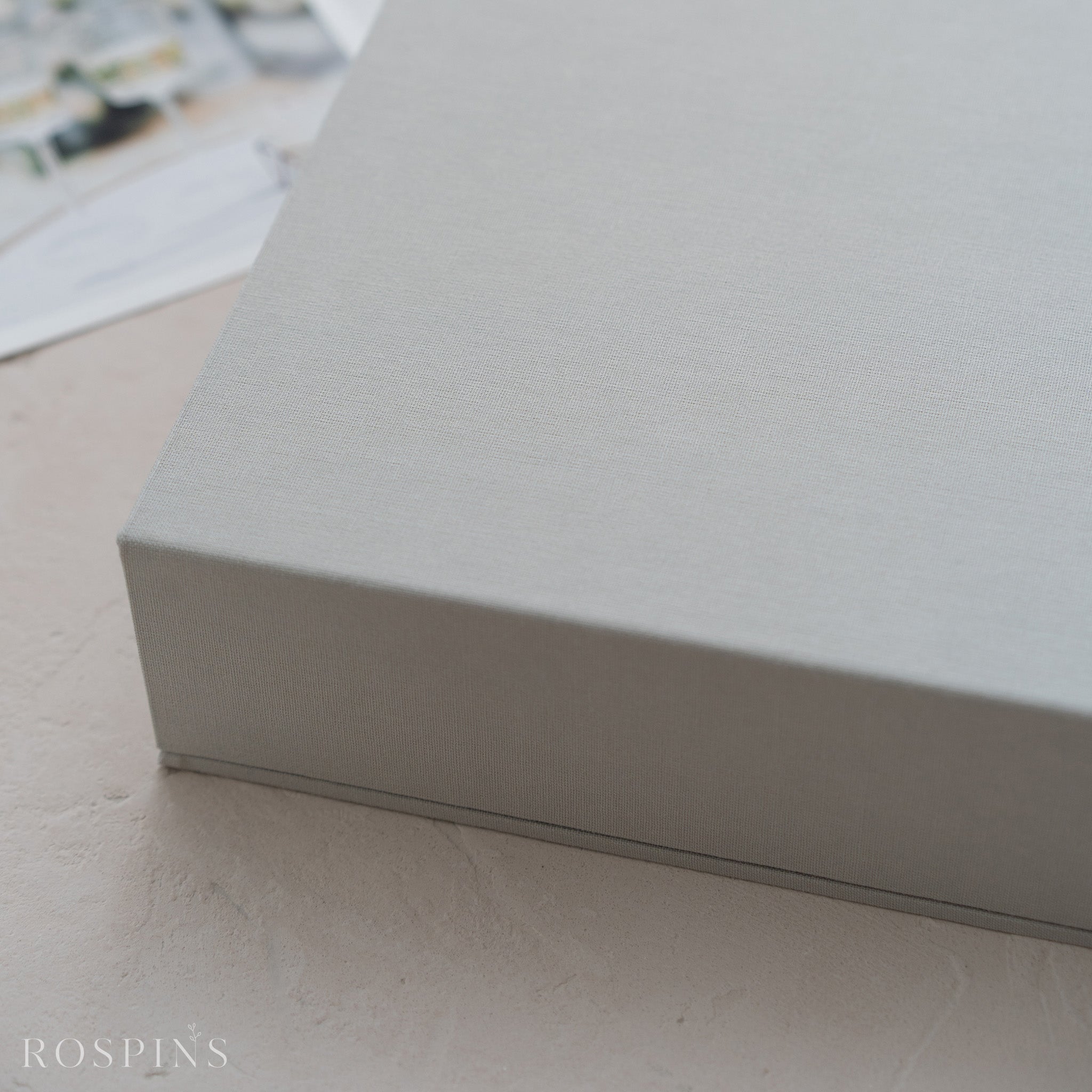 Linen Double Photo & USB Box - Light Grey