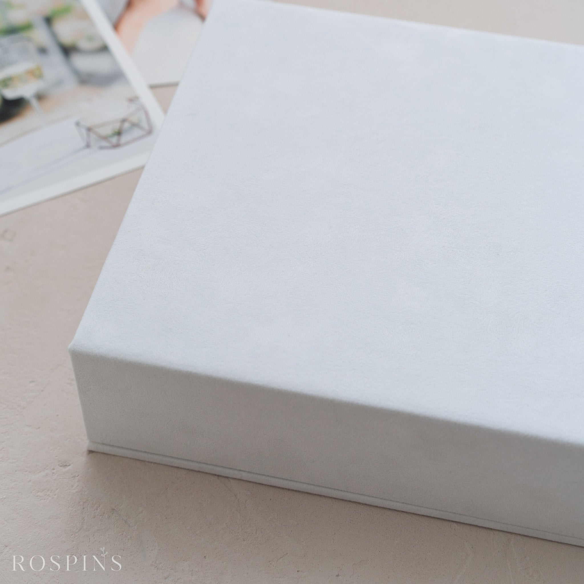 Velvet Double Photo & USB Box - Bright White