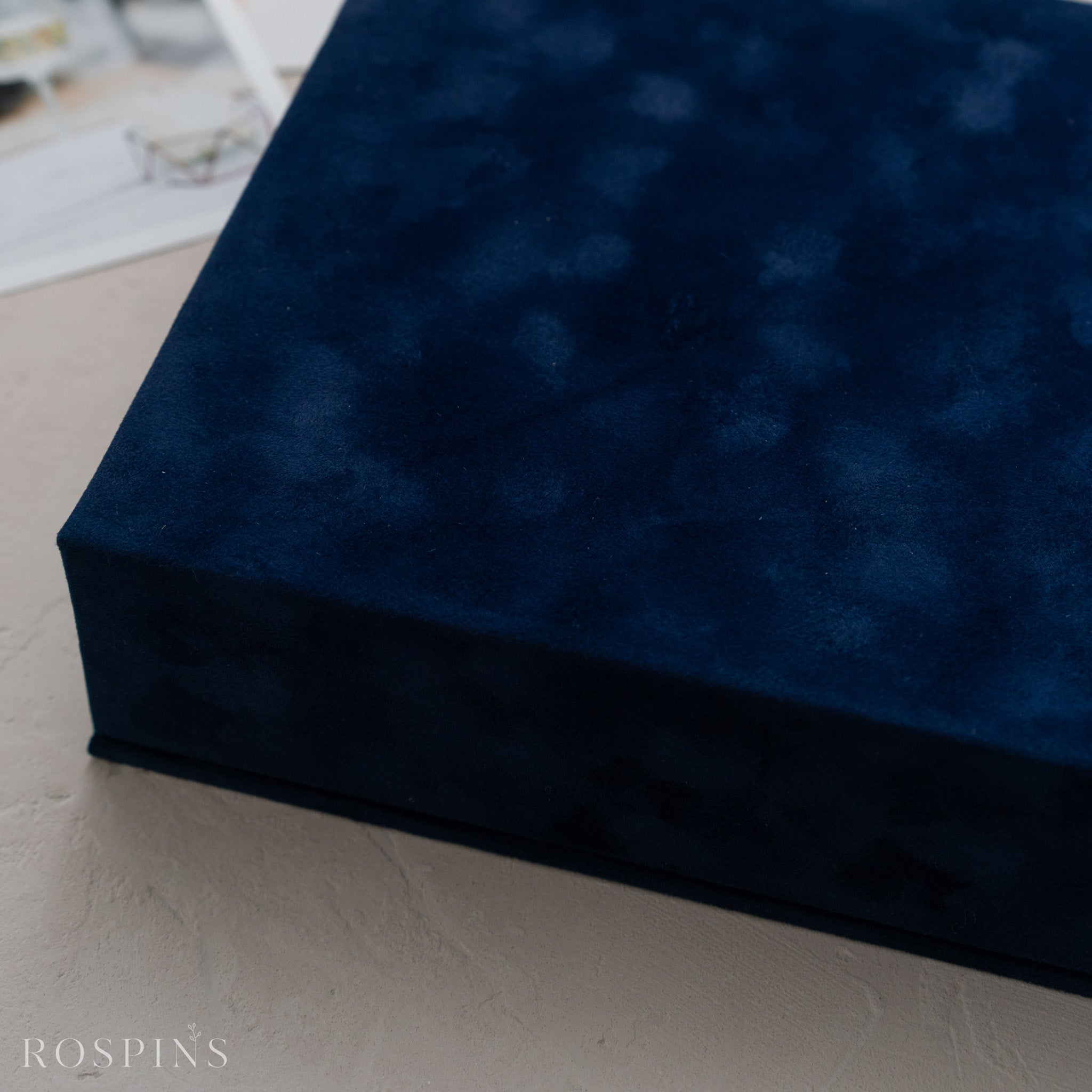 Velvet Double Photo & USB Box - Deep Blue