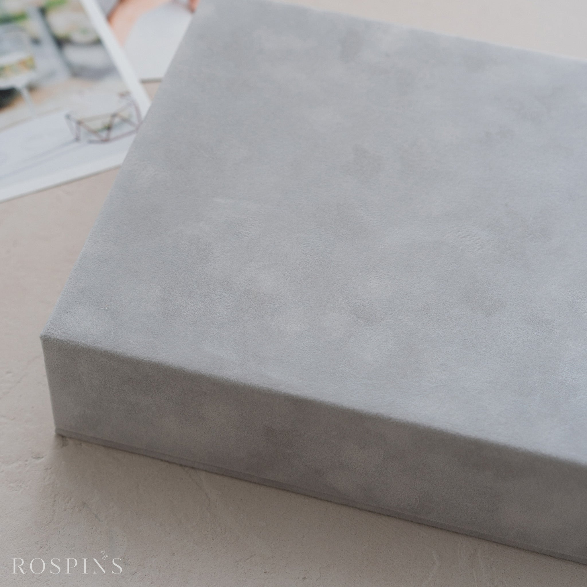 Velvet Double Photo & USB Box - Pale Grey