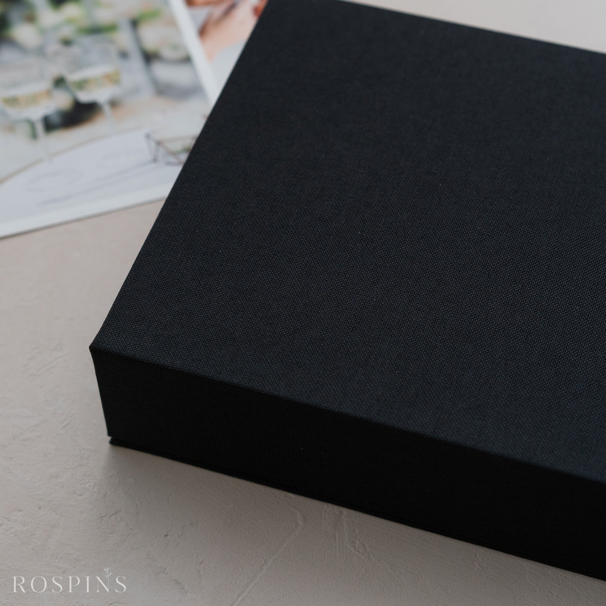 Linen Double Photo Box - Black
