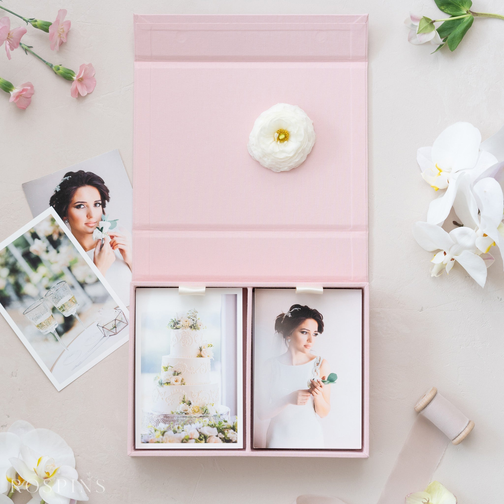 Linen Double Photo Box - Blush