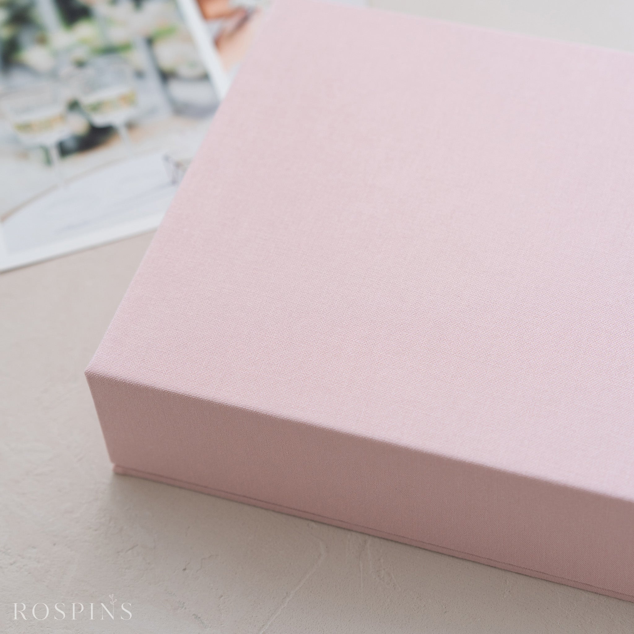 Linen Double Photo Box - Blush