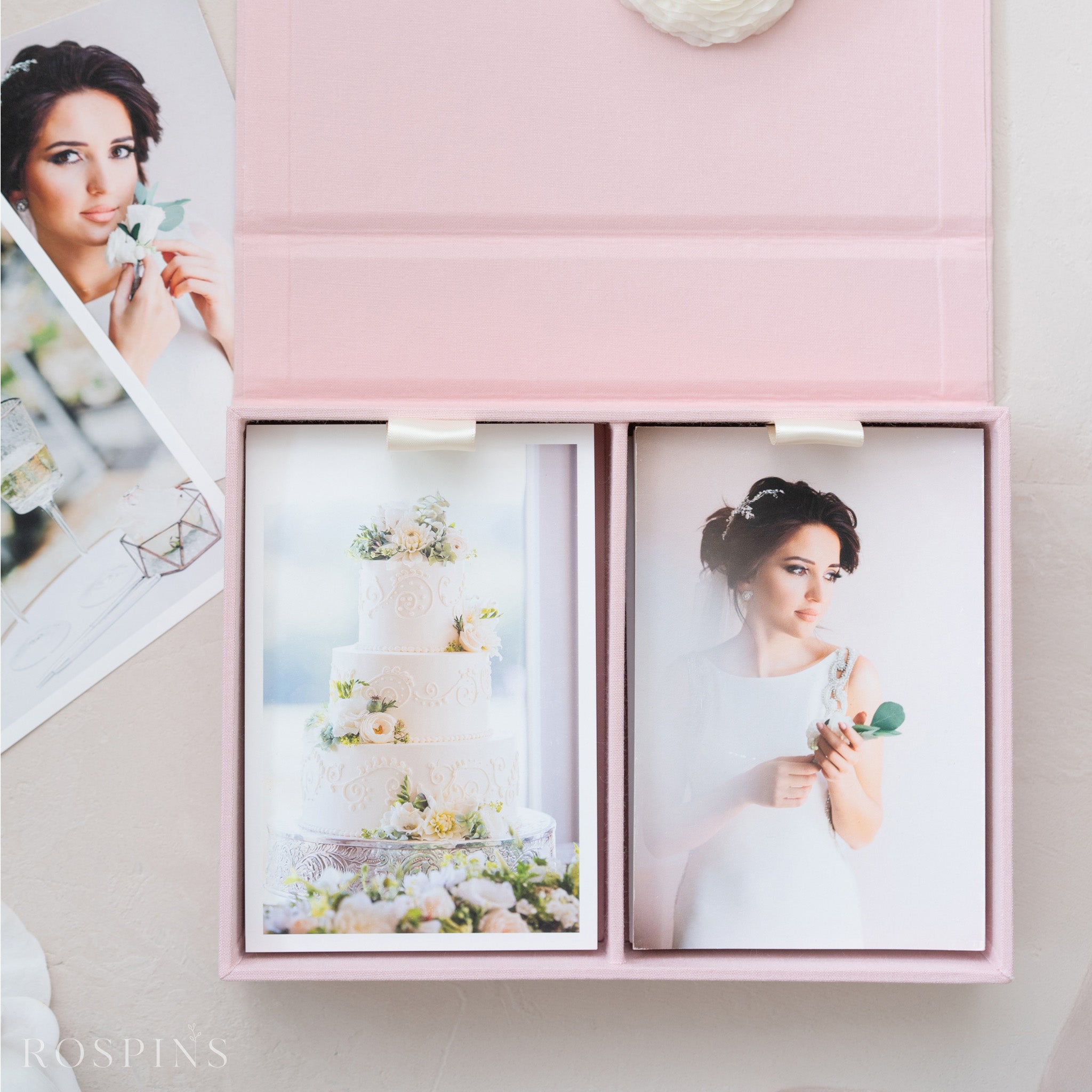 Linen Double Photo Box - Blush