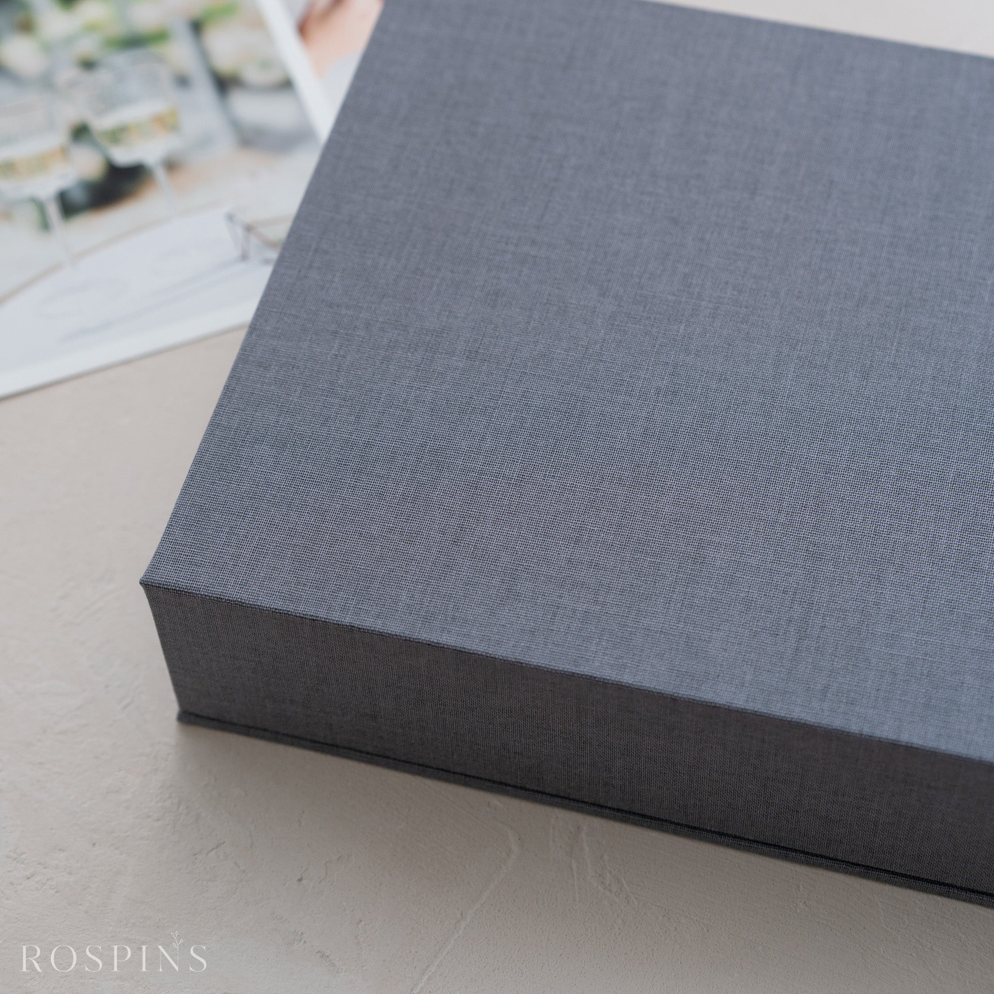 Linen Double Photo Box - Dark Grey