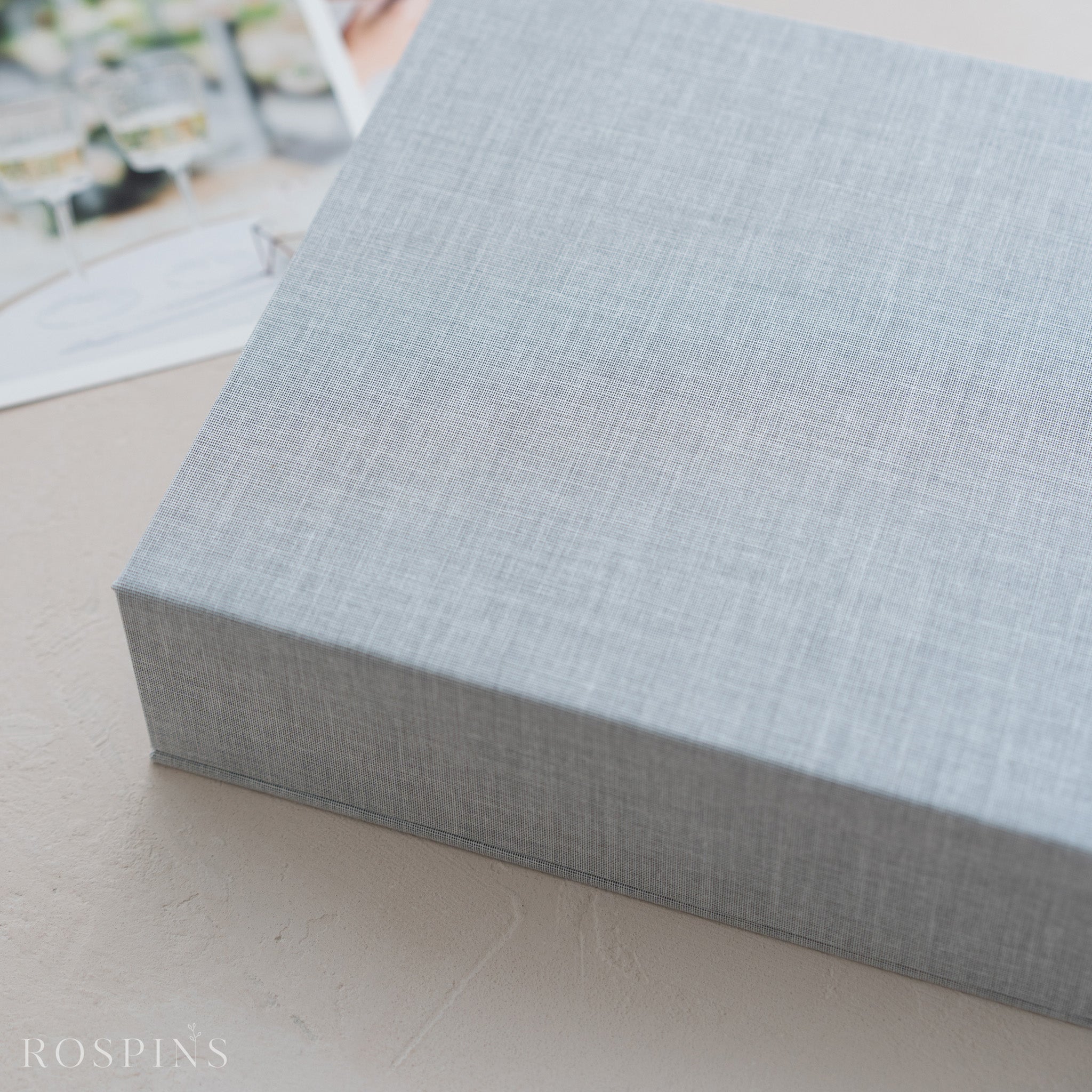 Linen Double Photo Box - Heather Grey
