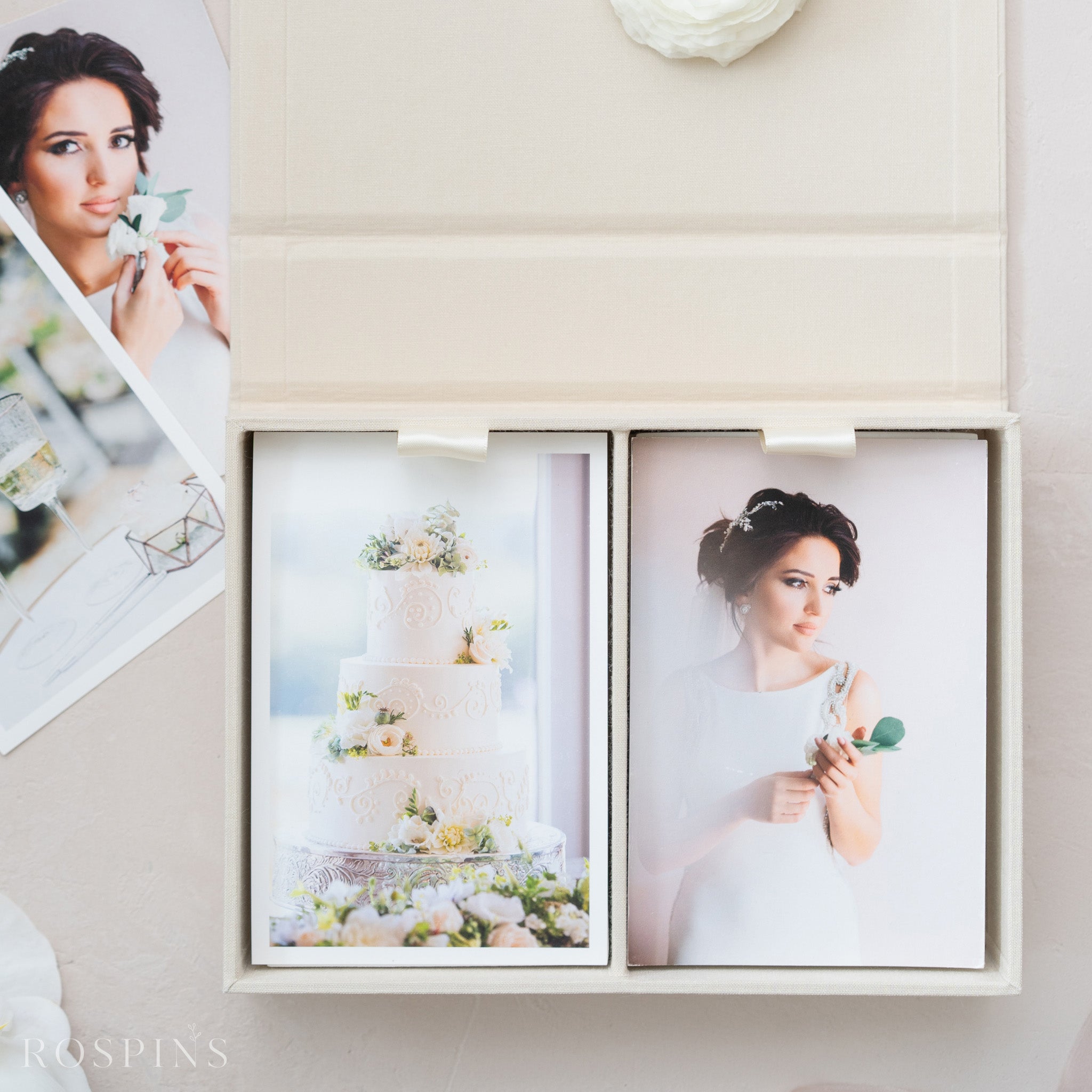 Linen Double Photo Box - Ivory