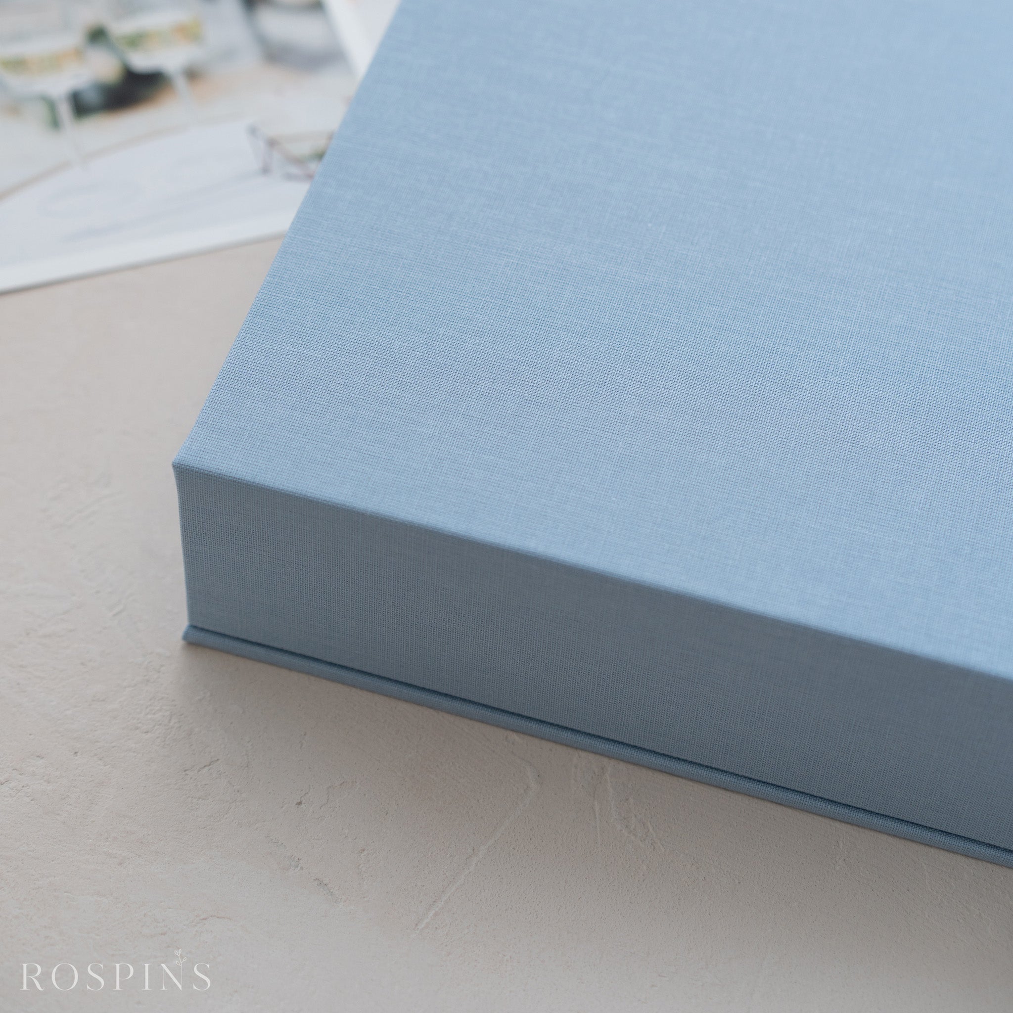 Linen Double Photo Box - Light Blue