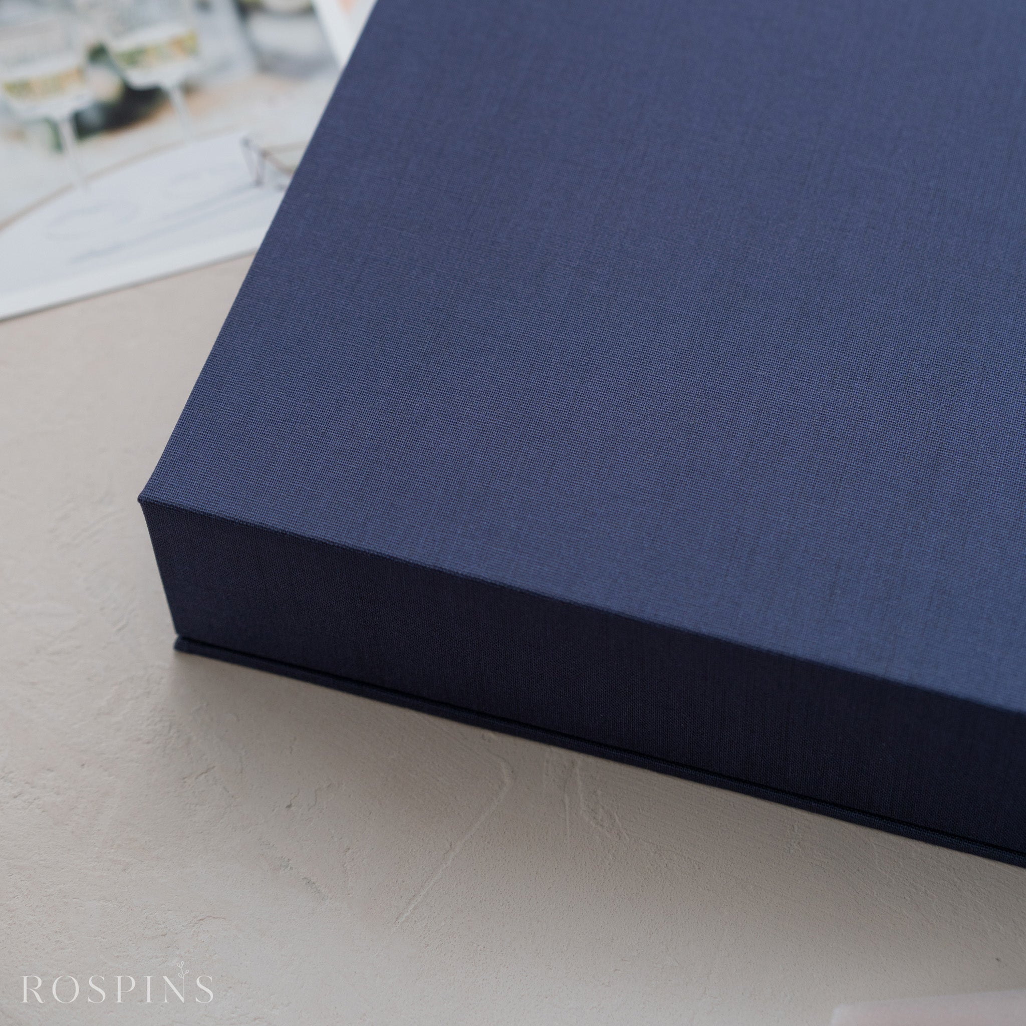Linen Double Photo Box - Navy