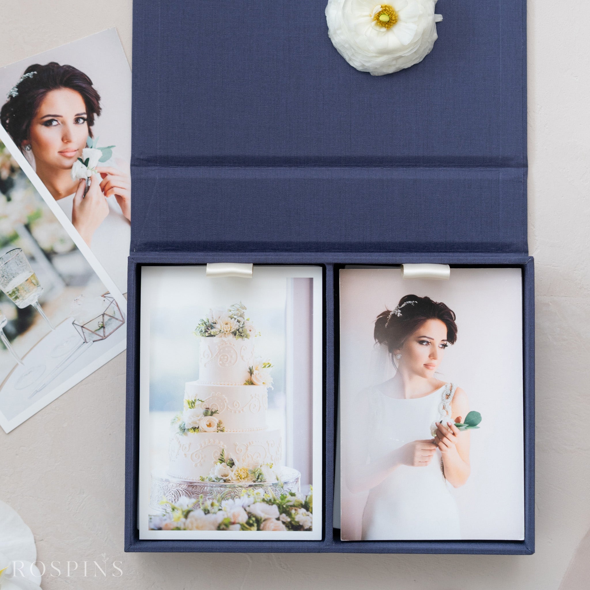 Linen Double Photo Box - Navy