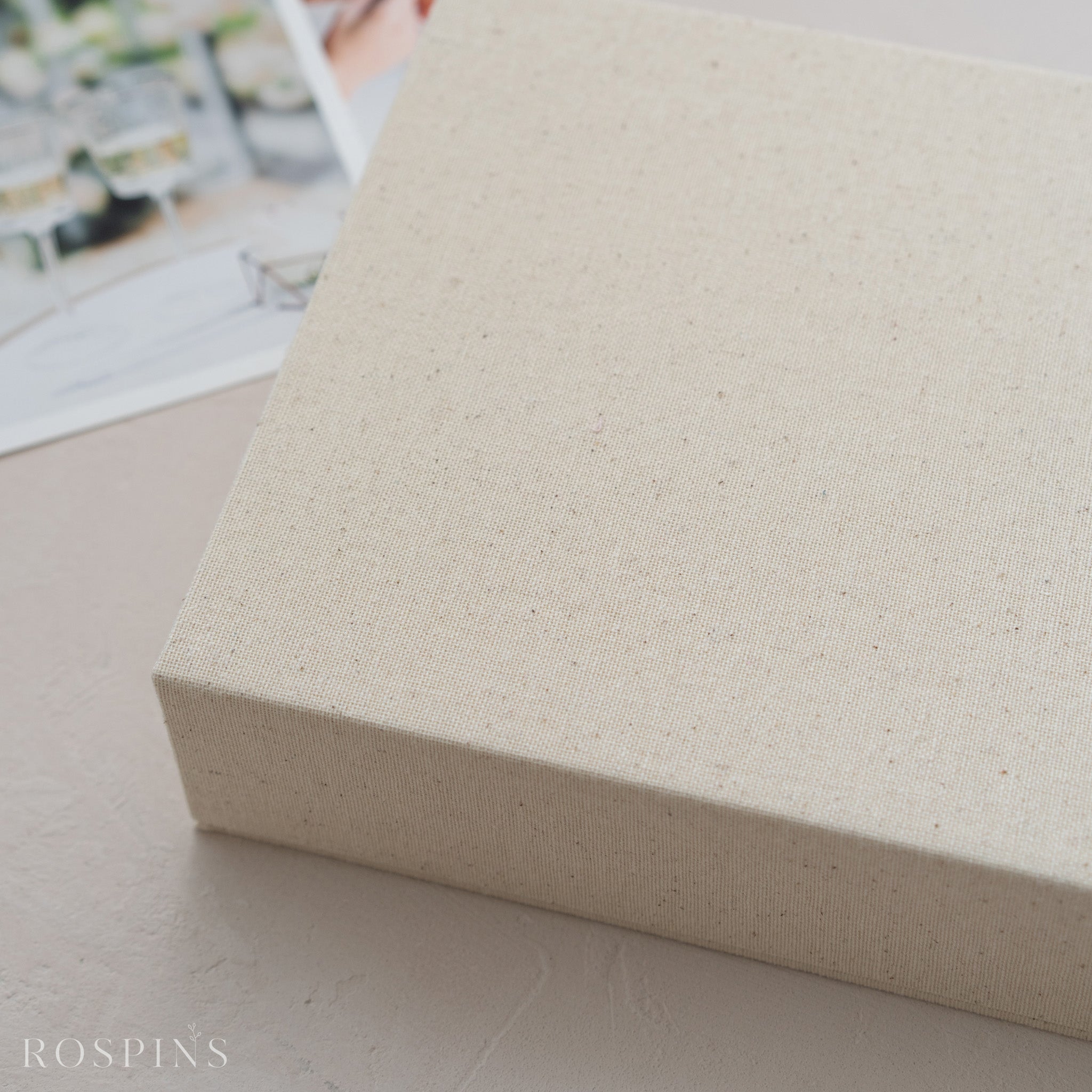 Linen Double Photo Box - New Natural Linen