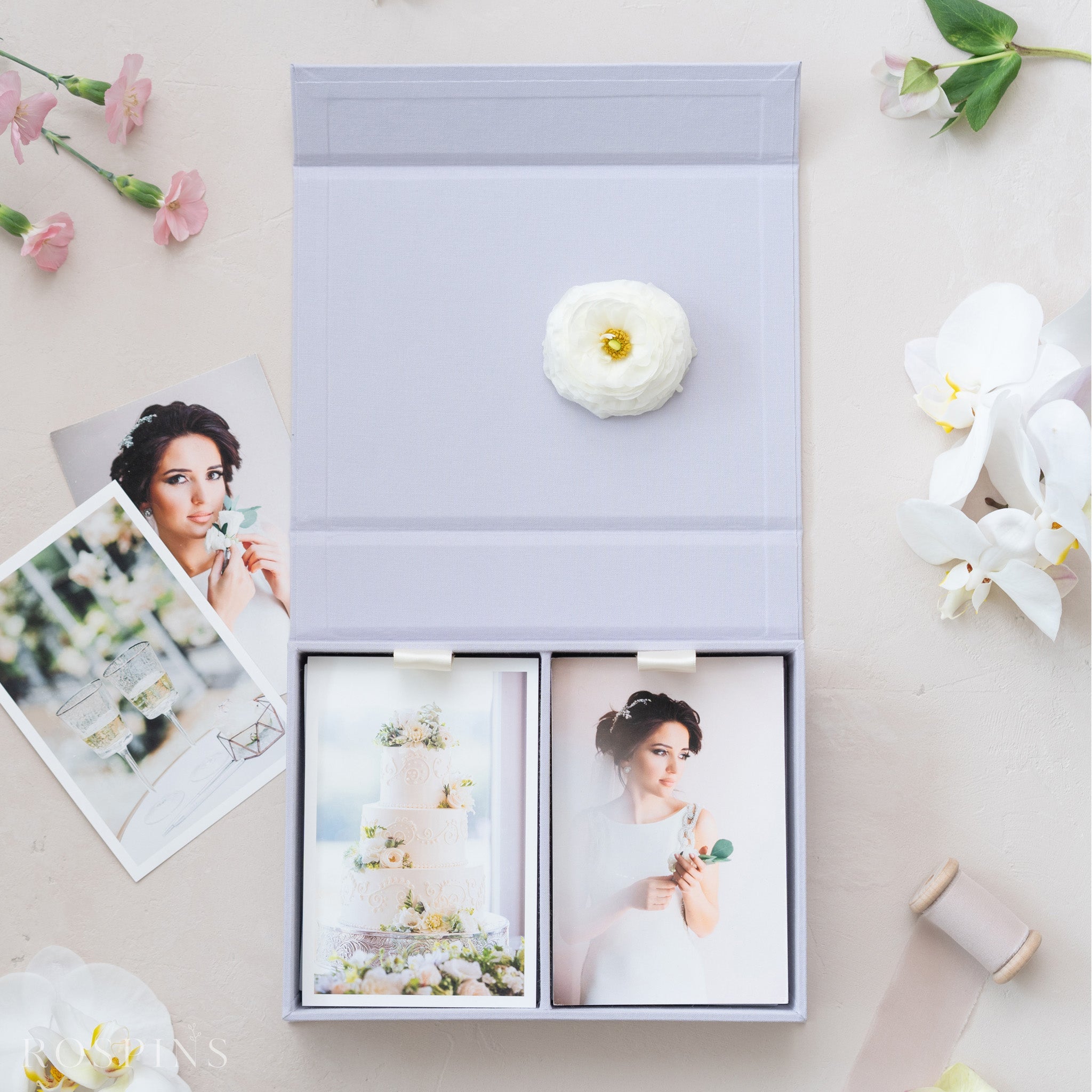 Linen Double Photo Box - Pale Violet