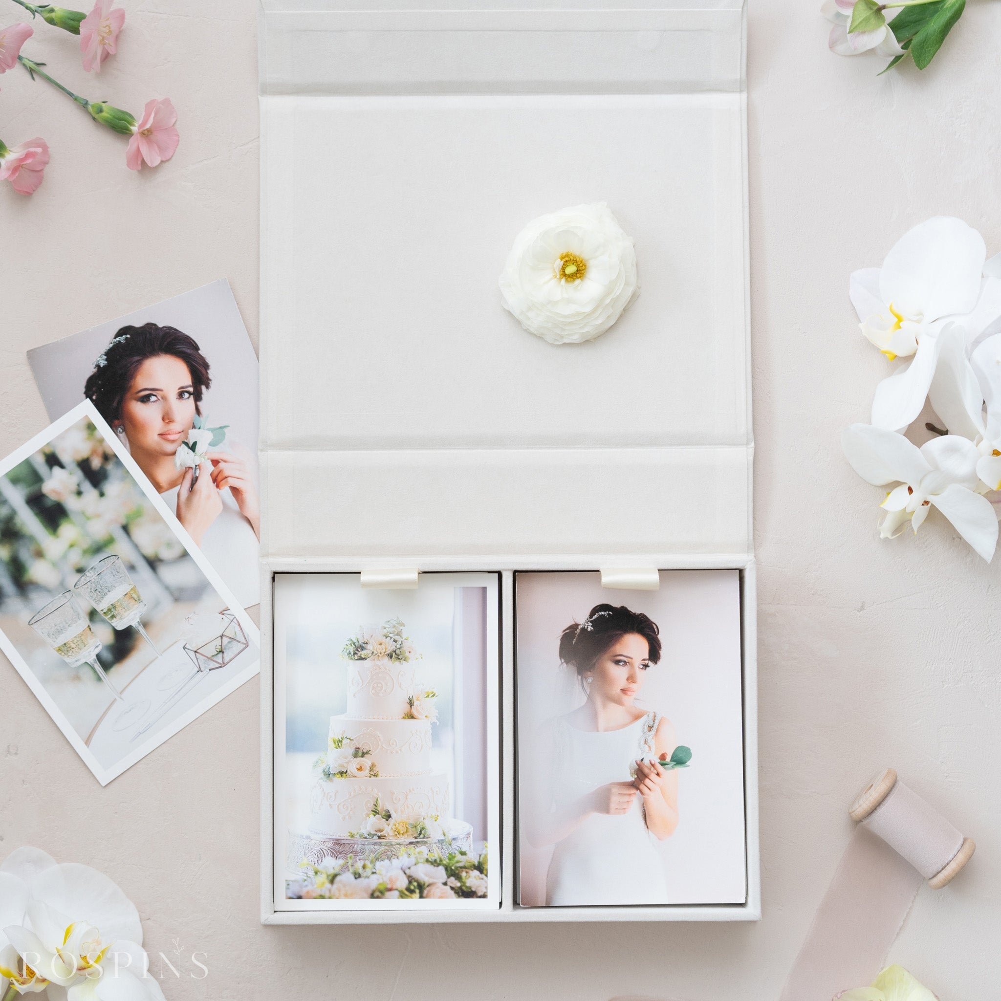 Velvet Double Photo Box - Champagne