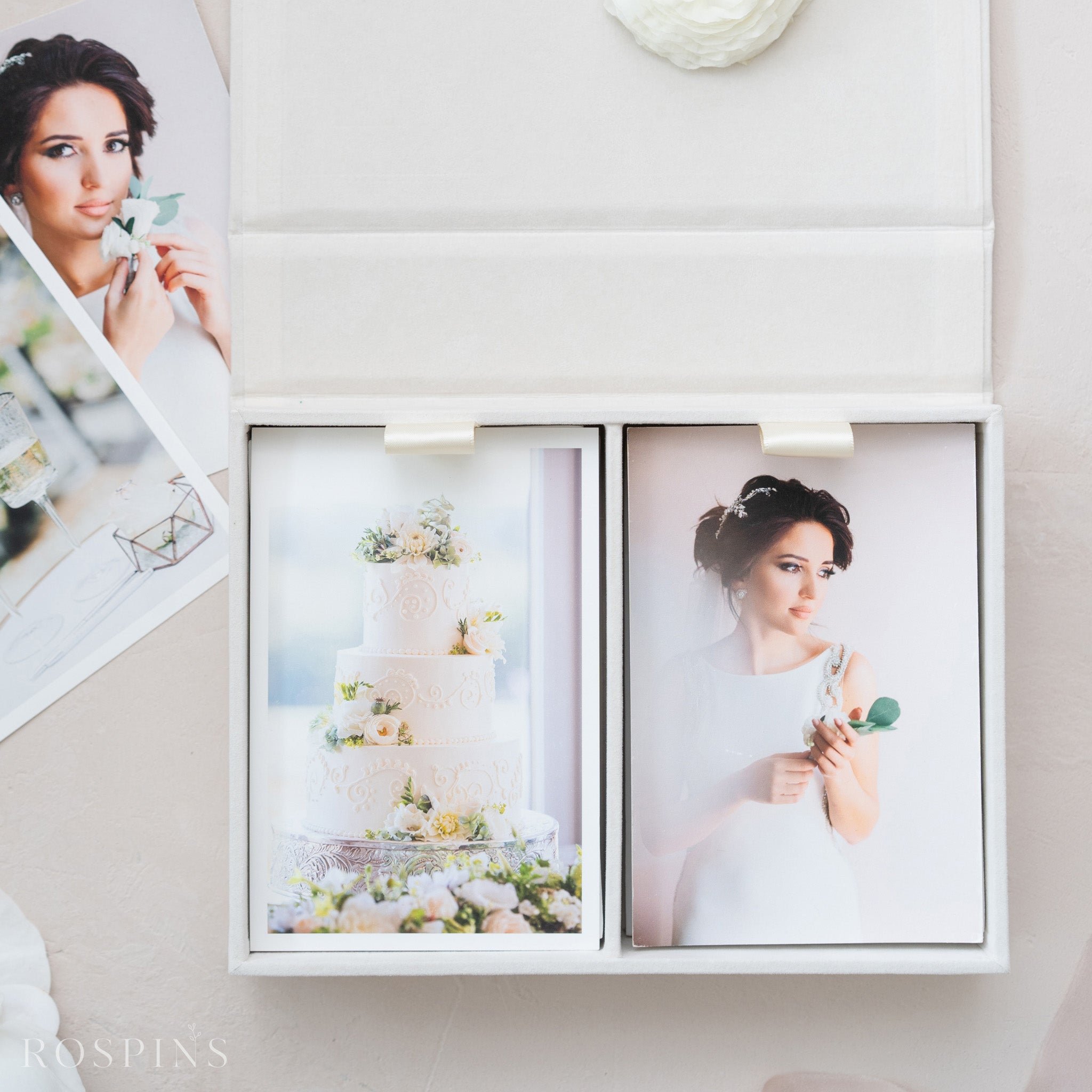 Velvet Double Photo Box - Champagne