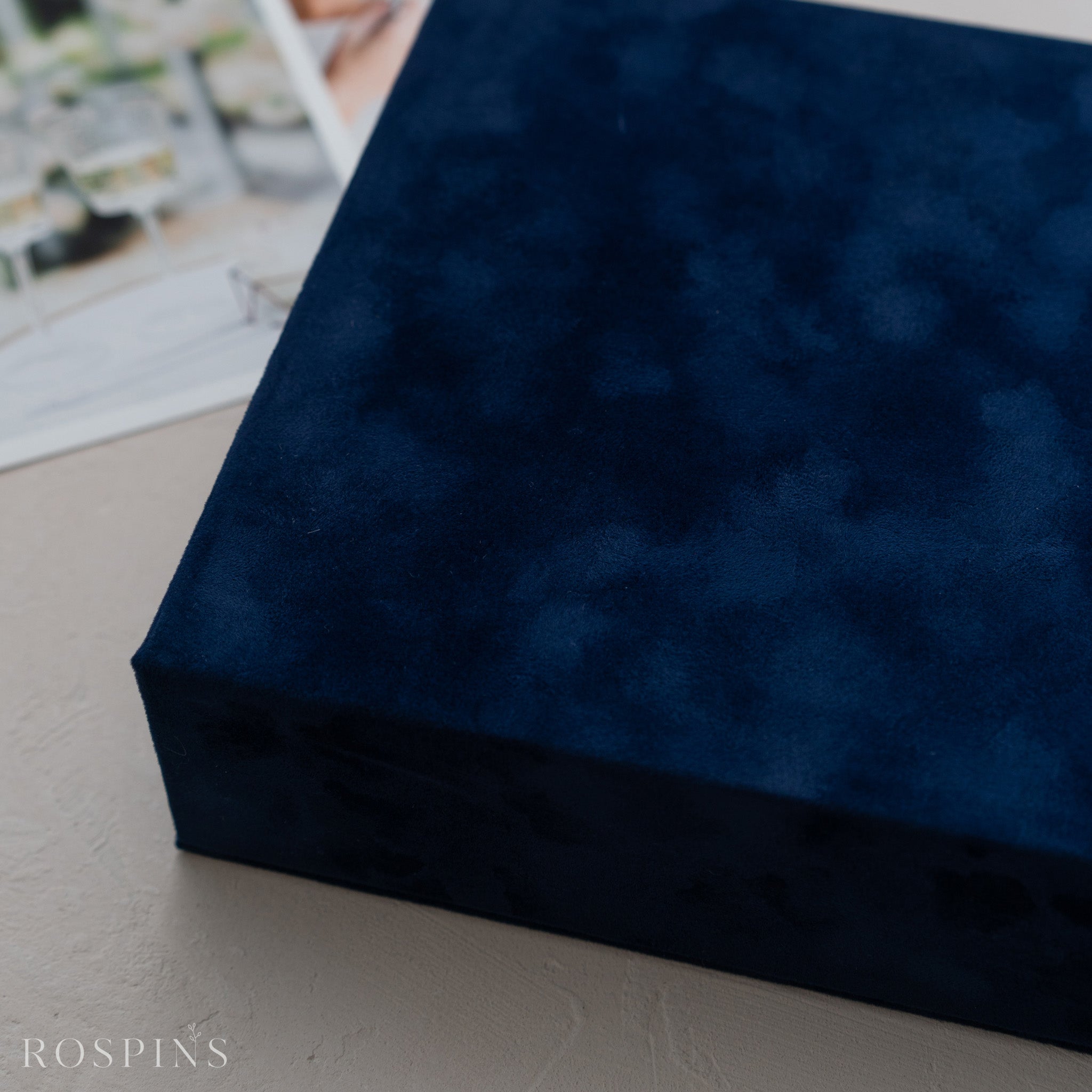Velvet Double Photo Box - Deep Blue