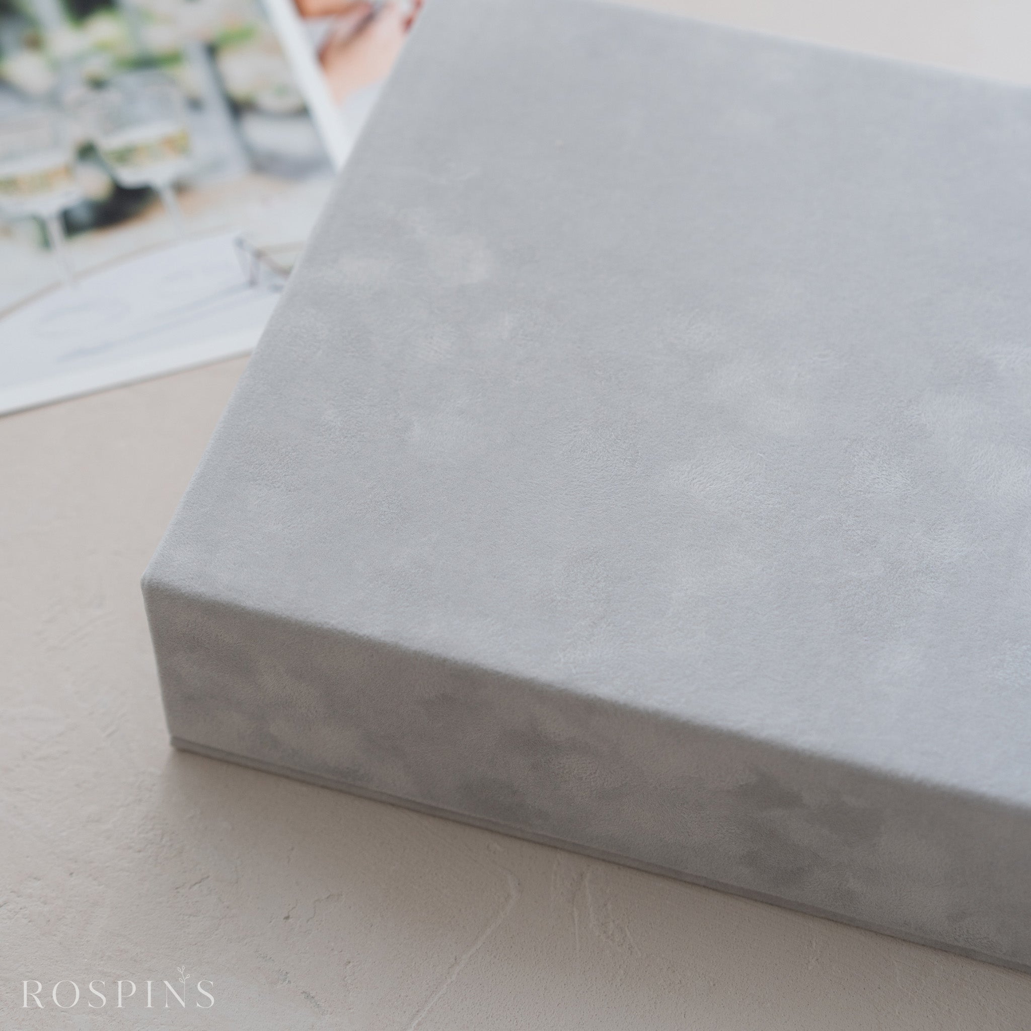 Velvet Double Photo Box - Pale Grey