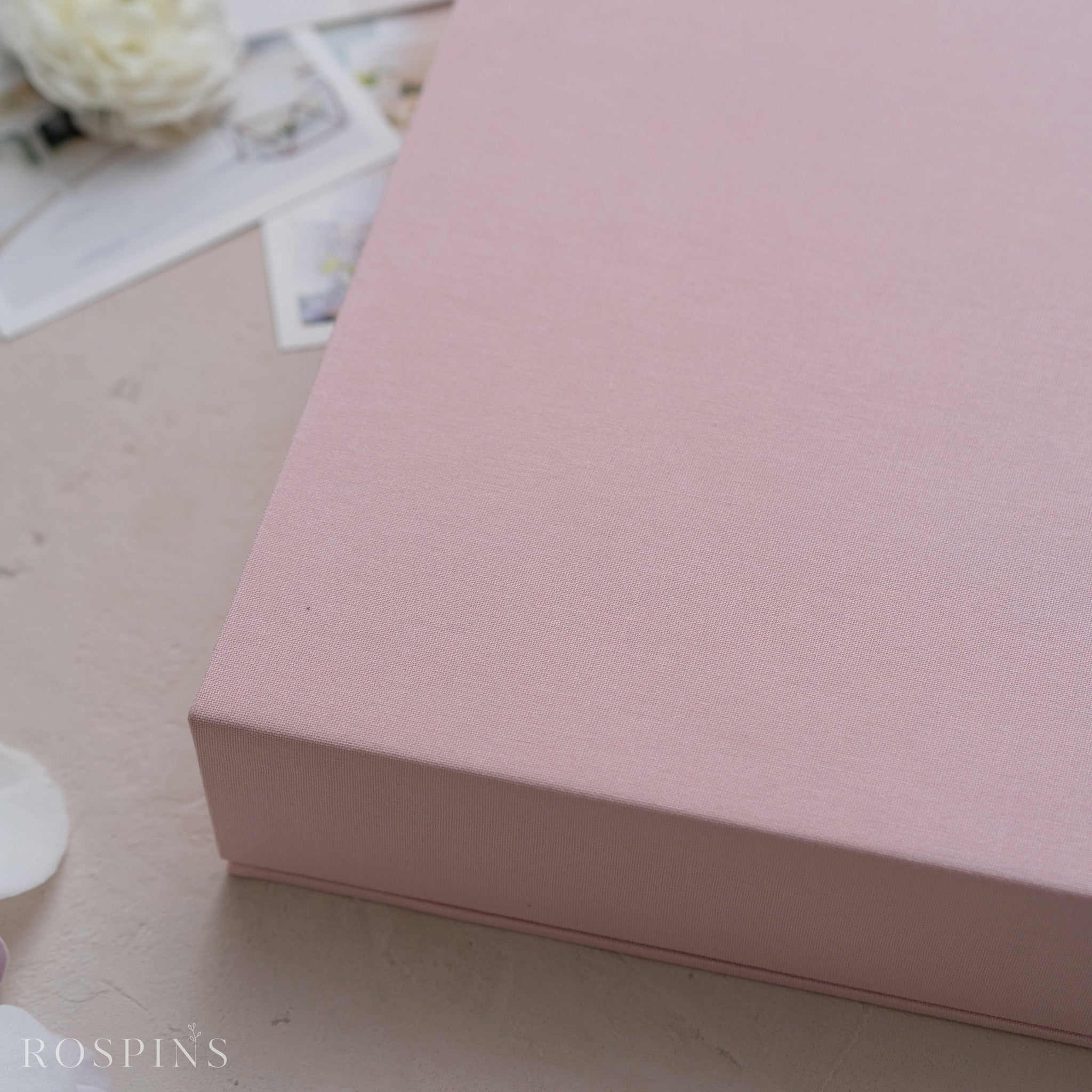 Linen Four-Compartment Photo & USB Box - Blush