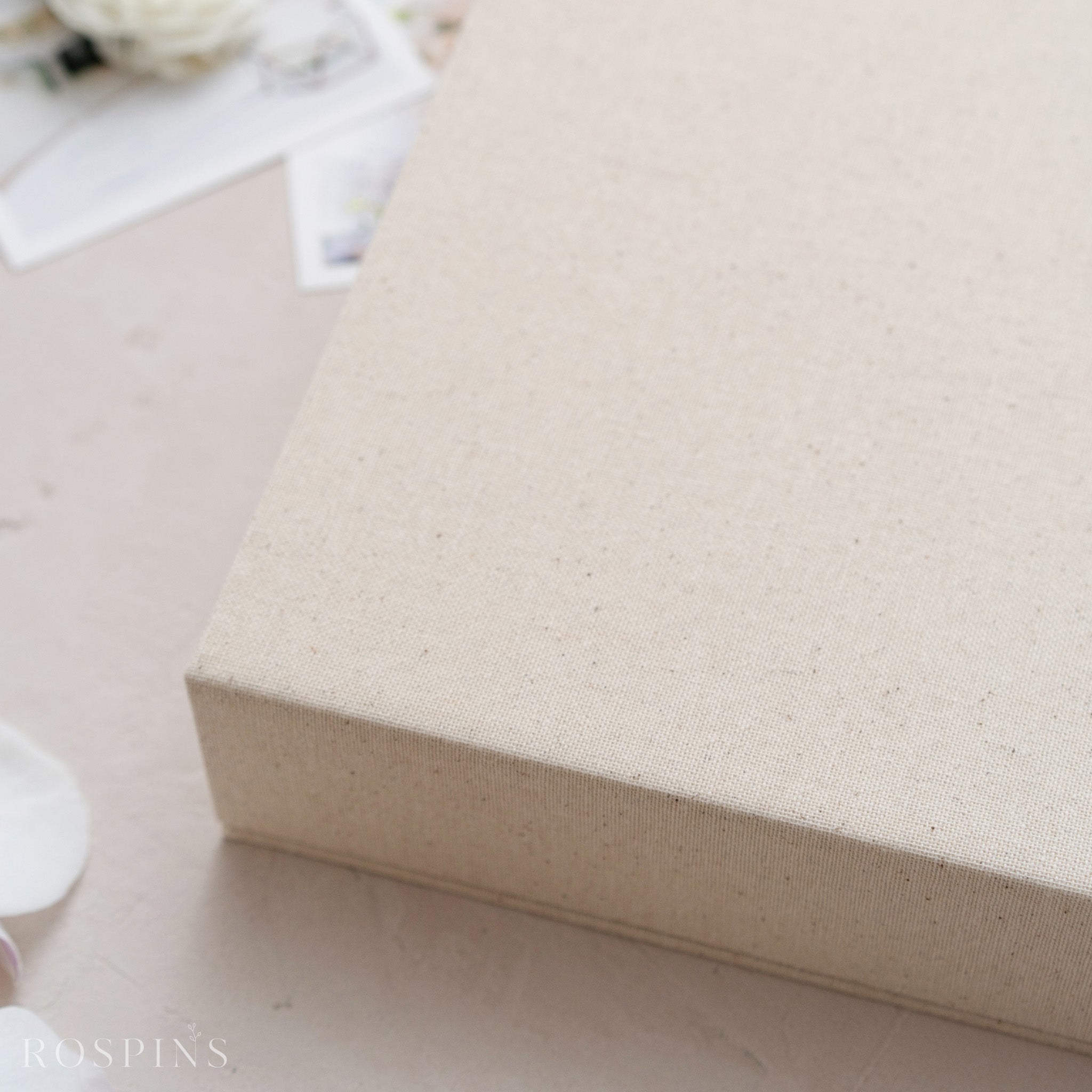 Linen Four-Compartment Photo & USB Box - New Natural Llinen