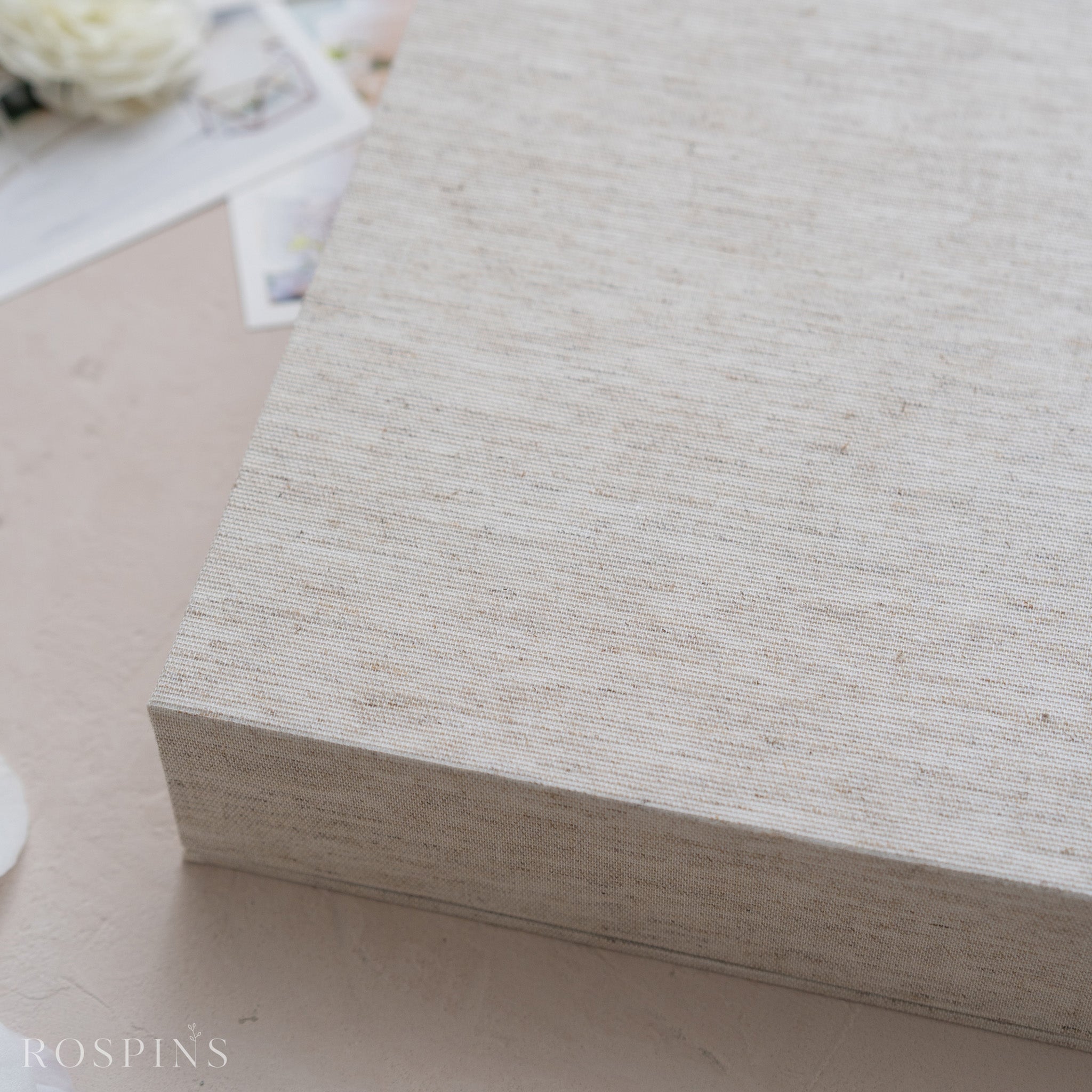 Linen Four-Compartment Photo & USB Box - Stratum Linen